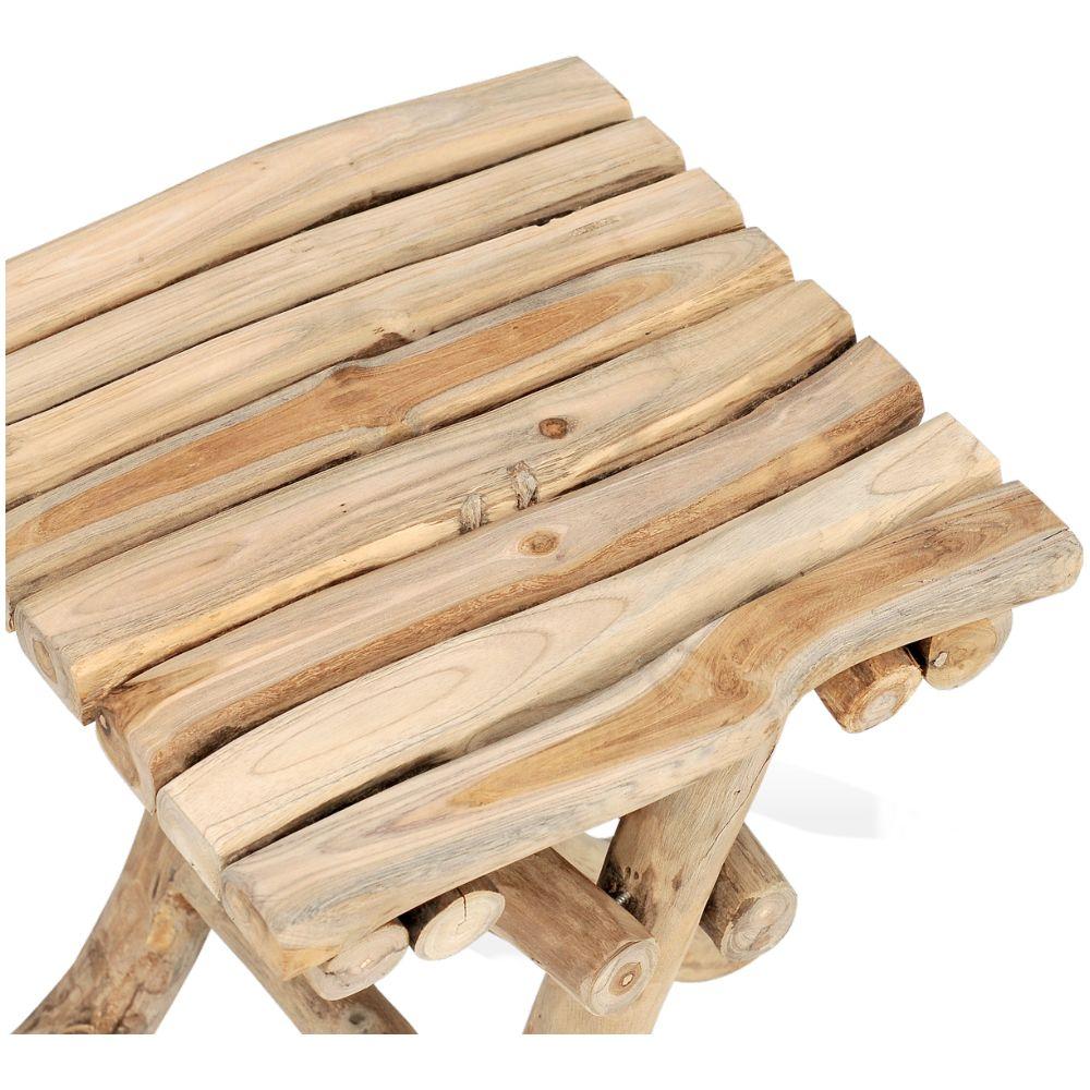 Gartenhocker Massivholz Teak natur Woody Baumstamm