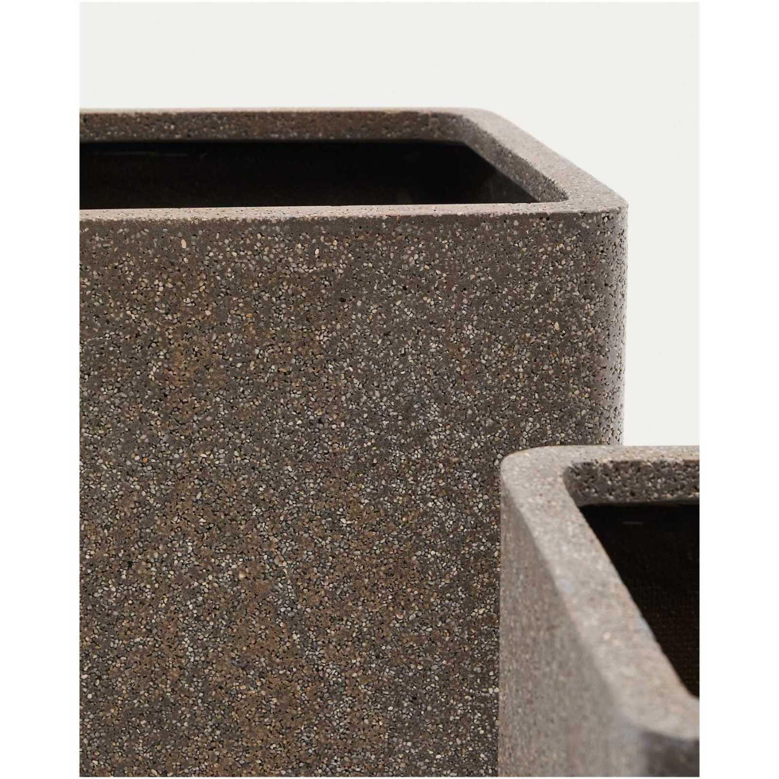 Blumentopf quadratisch Minoa Steinoptik braun (2er-Set)