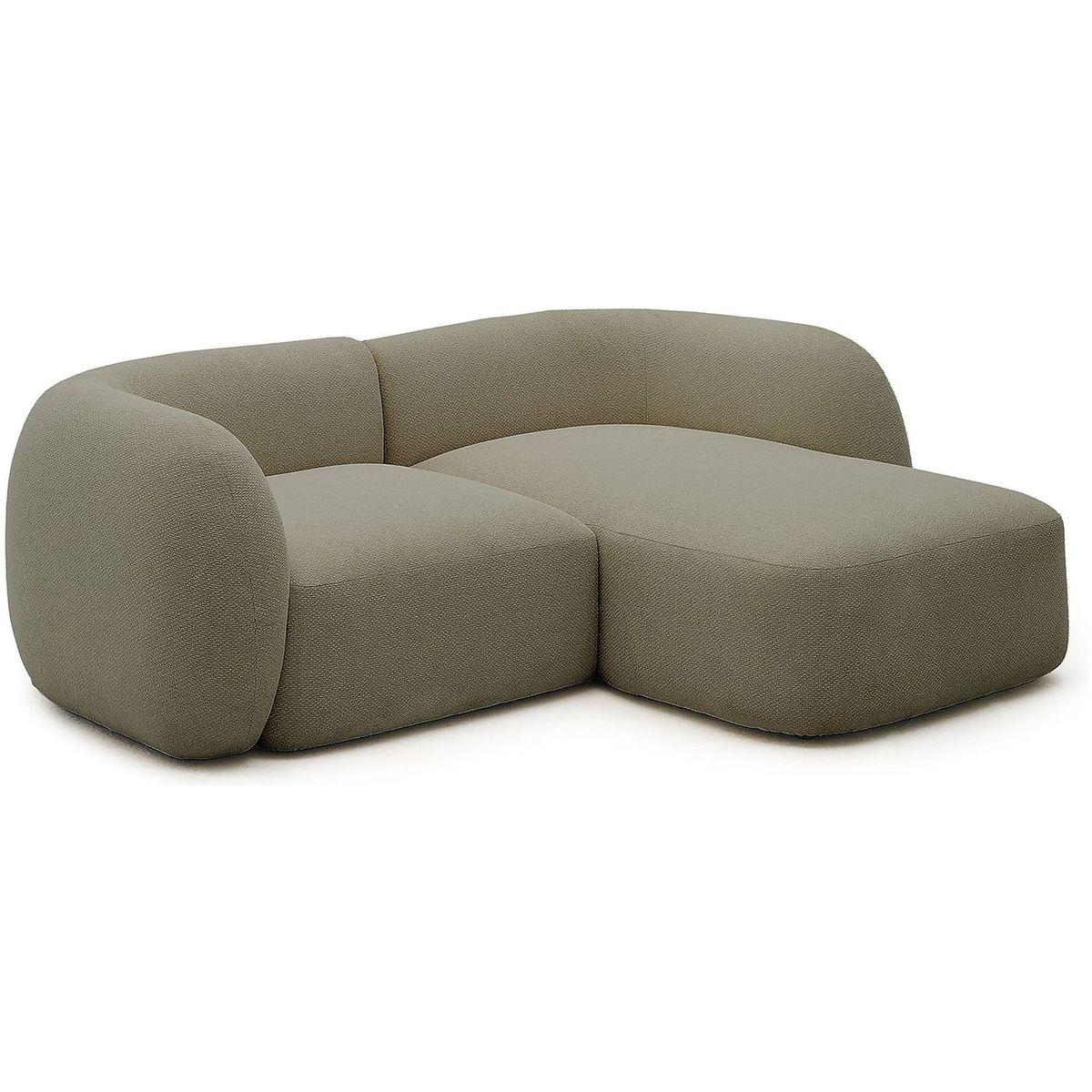 2-Sitzer-Modularsofa Martina mit Chenille und Chaiselongue rechts in Grün 230 cm