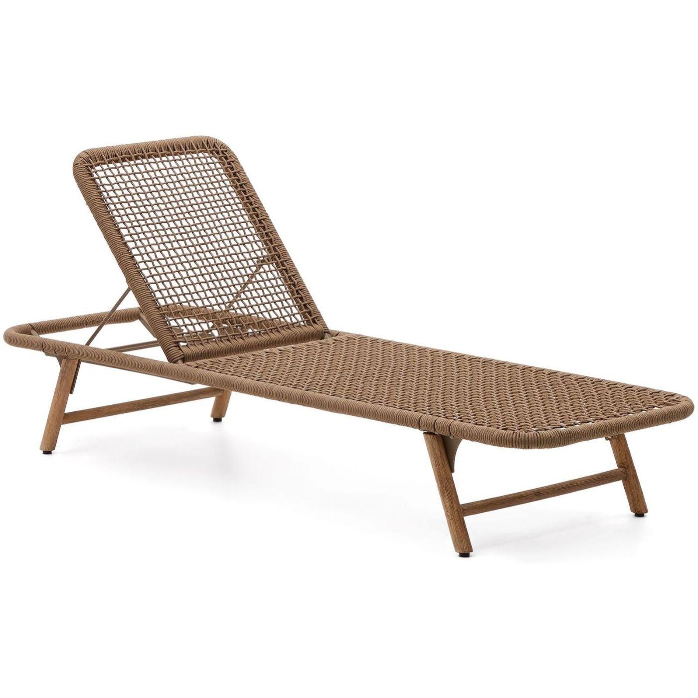 Sonnenliege Dandara Seil beige massives Akazienholz 100% FSC