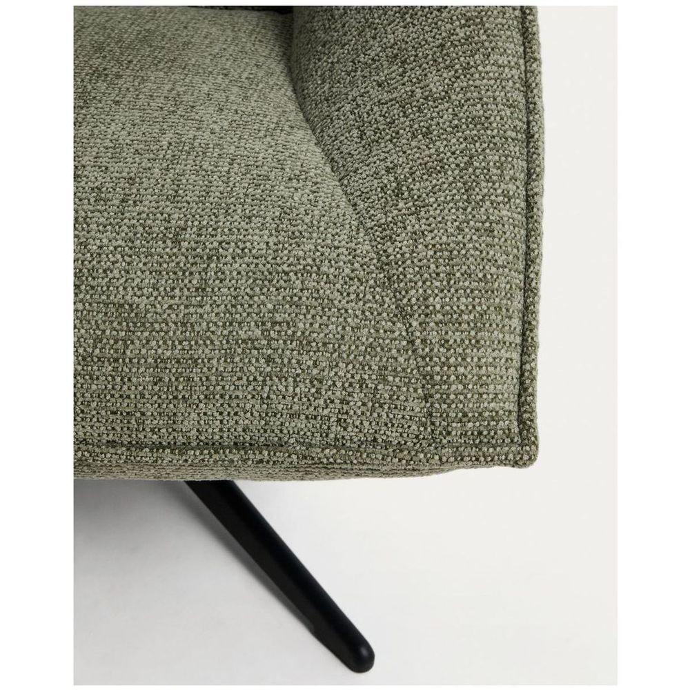 Drehsessel Dirala mit grüner Chenille und schwarz lackiertem Stahl FSC 100 %