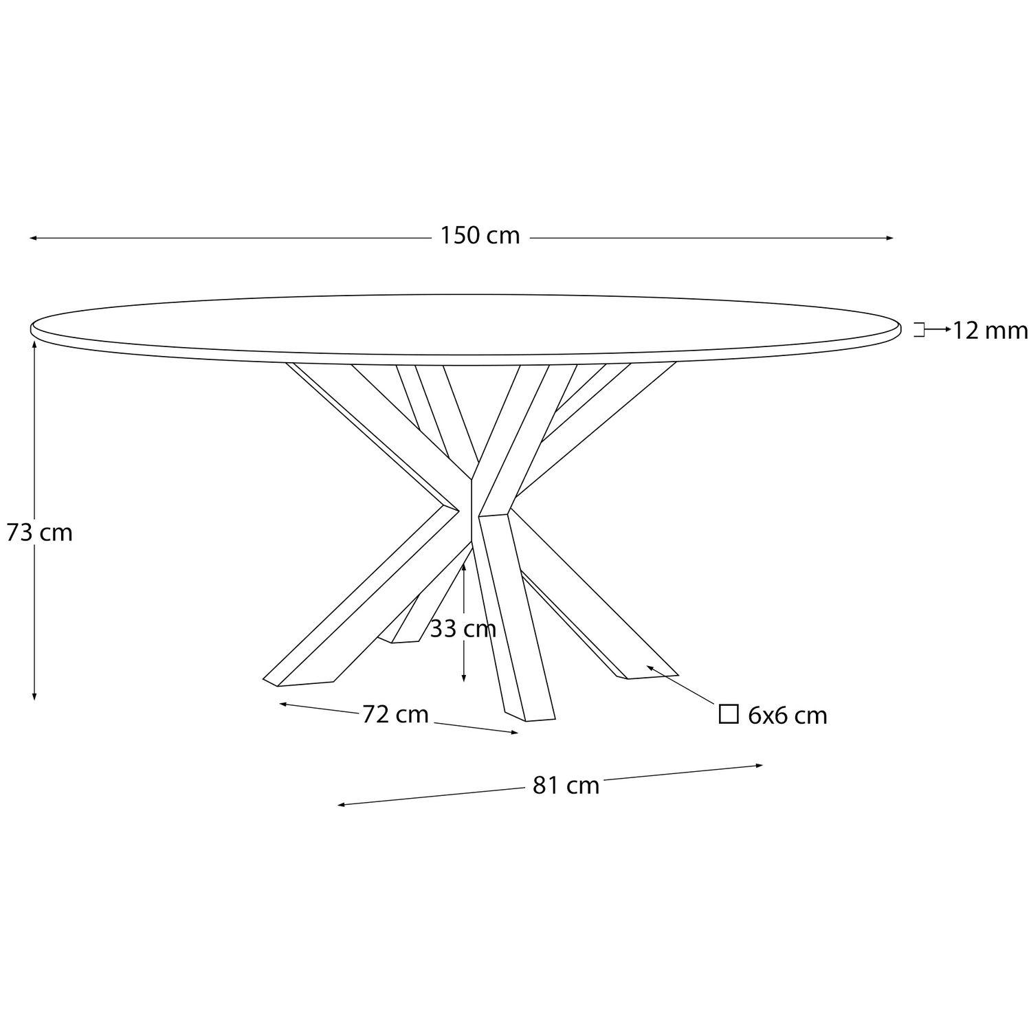 Argo runder Glastisch mit Stahlbeinen mit schwarzem Finish Ø 150 cm