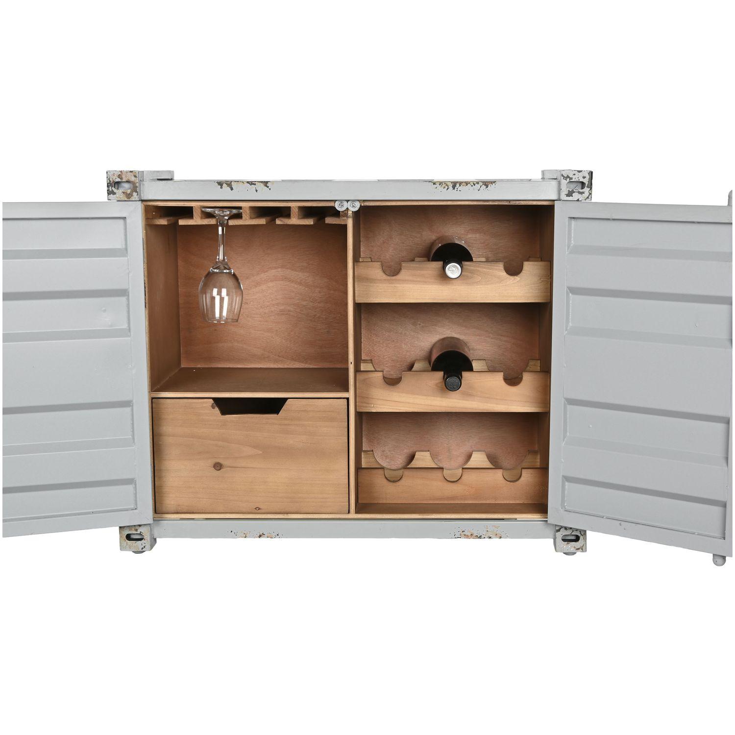 Barschrank Kommode Container Metall grau 77x64