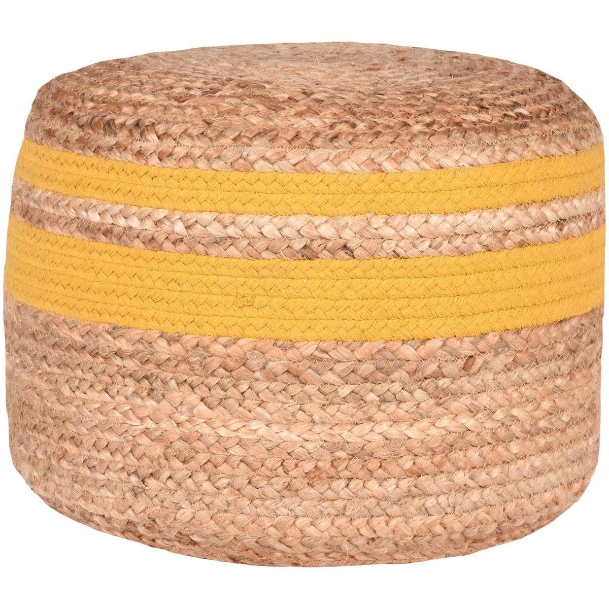 Sitzhocker Pouf Jute Gelb 50x50