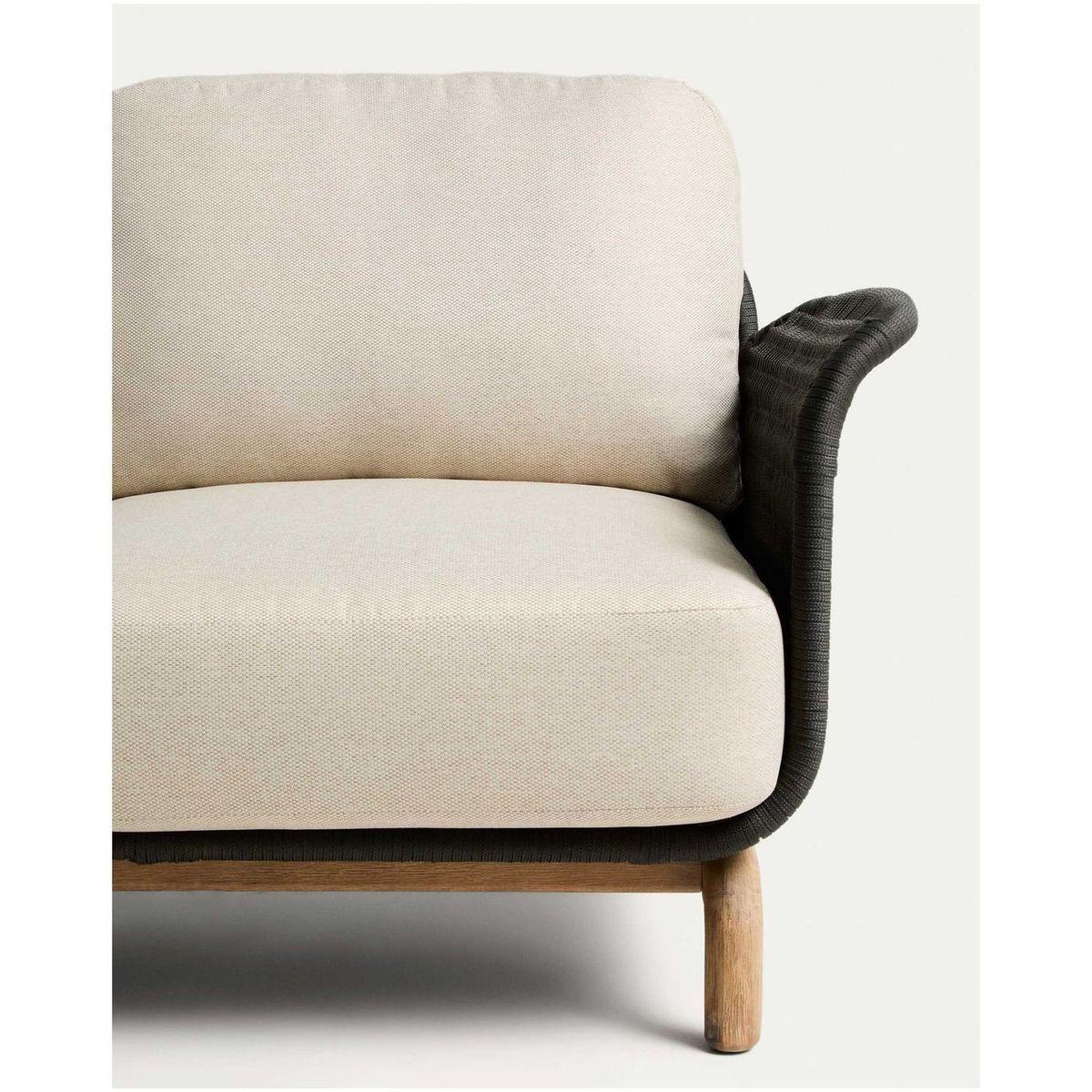 Gartensofa 2-Sitzer Alipa Akazienholz massiv Seil dunkelgrau 165