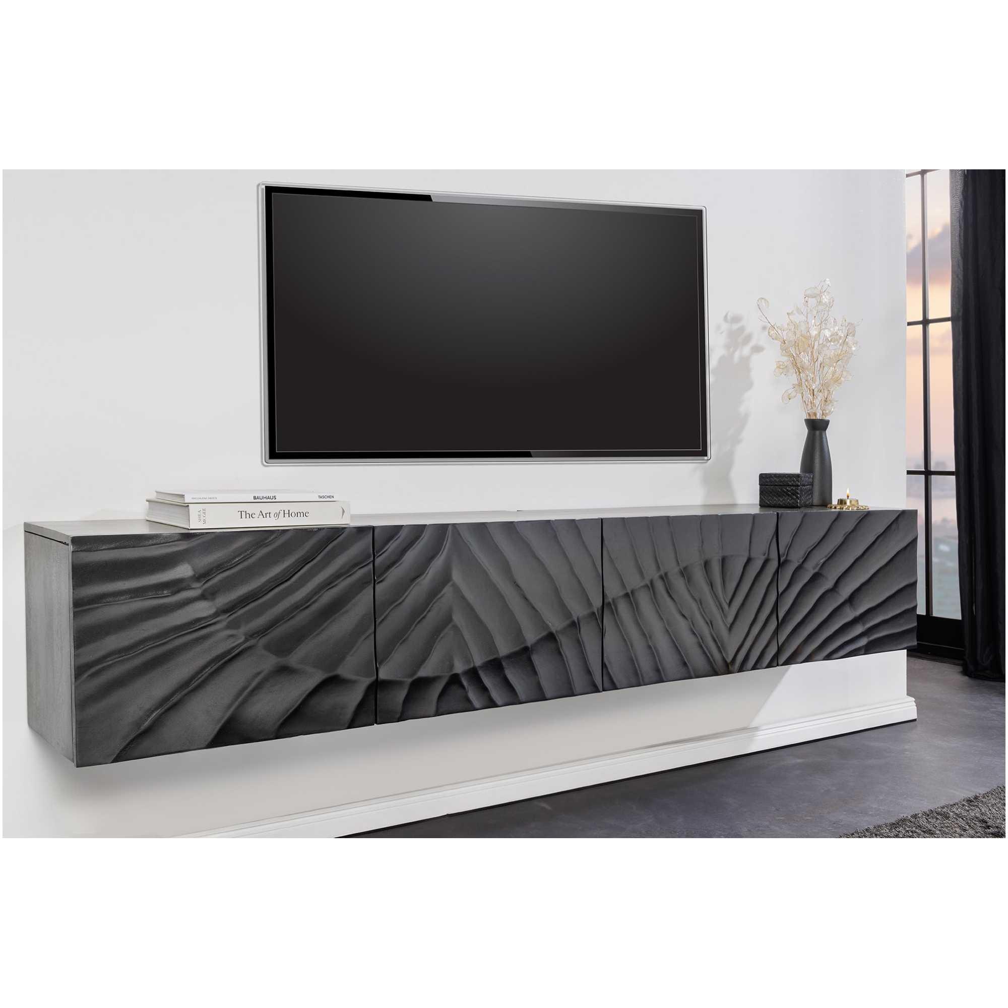 TV Wandmöbel Hängeschrank Vintage Baraya 200 schwarz Mango