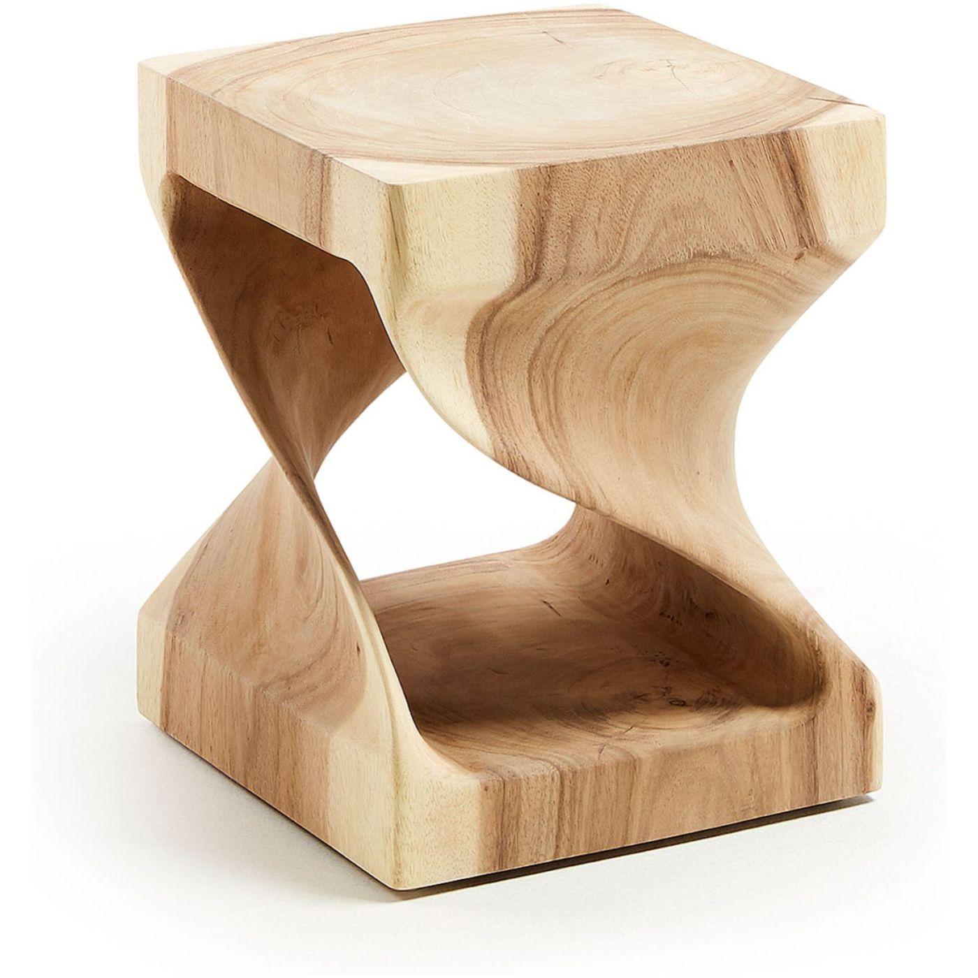 Beistelltisch Holzhocker Hakon Mungurholz Twisted Open 30x30 UNIKAT