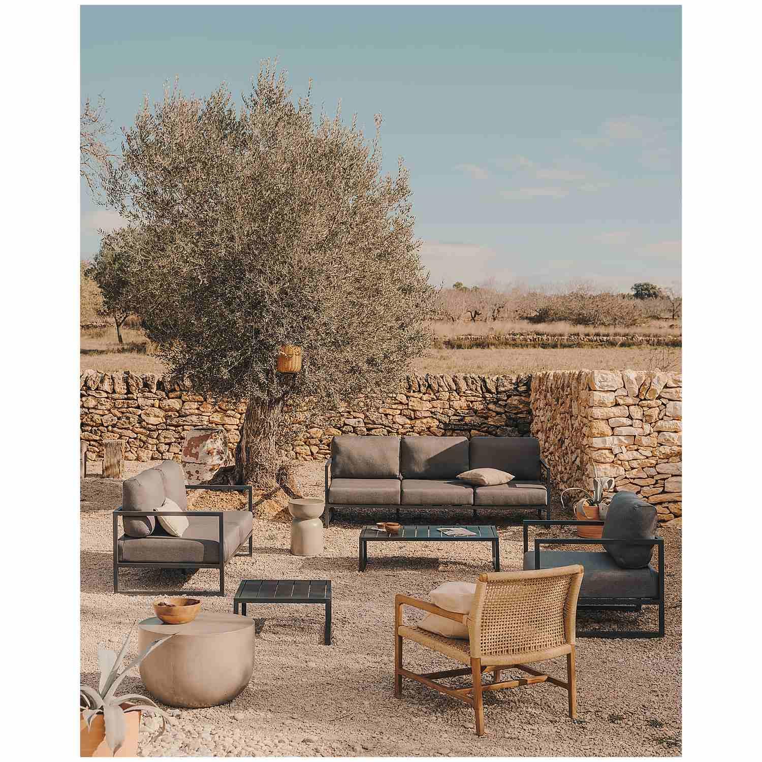Comova Sessel 100% outdoor hellgrau und Aluminium grün