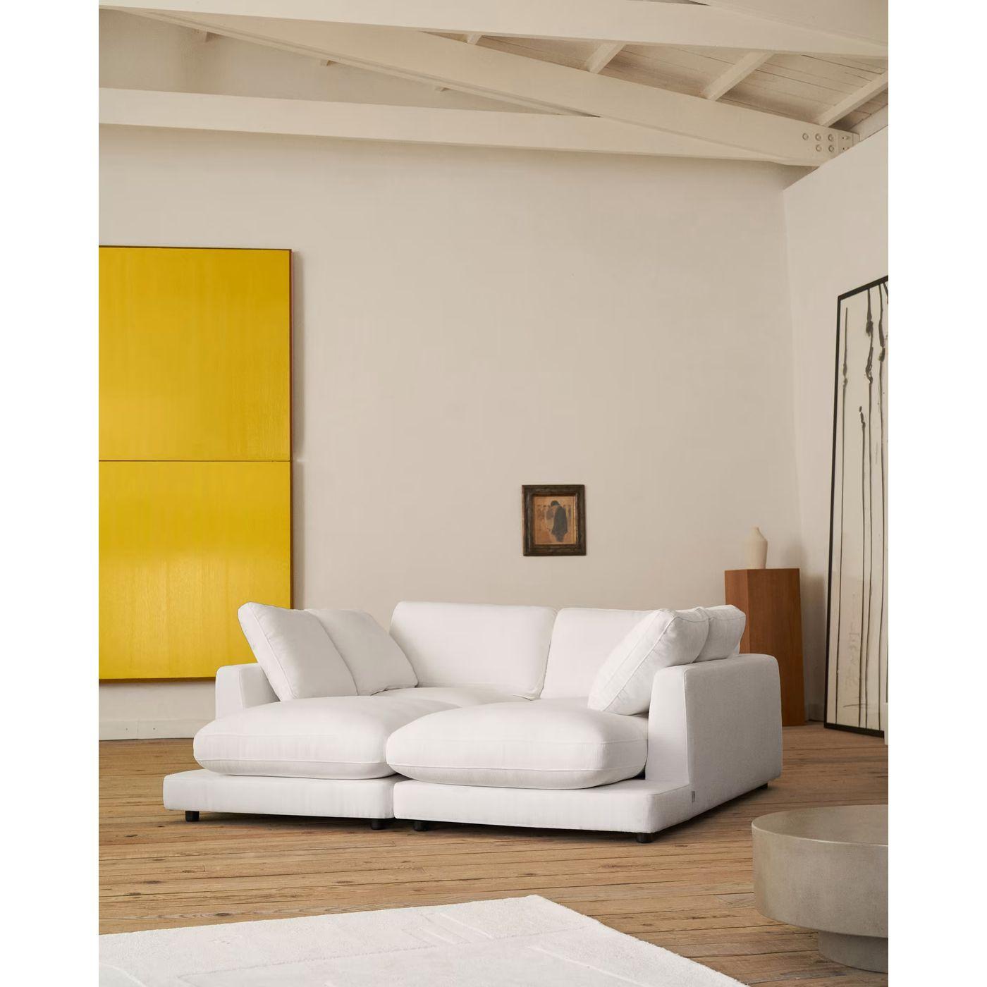 Sofa mit 2 Longchair Liegewiese Gala Stoff weiss 210x193