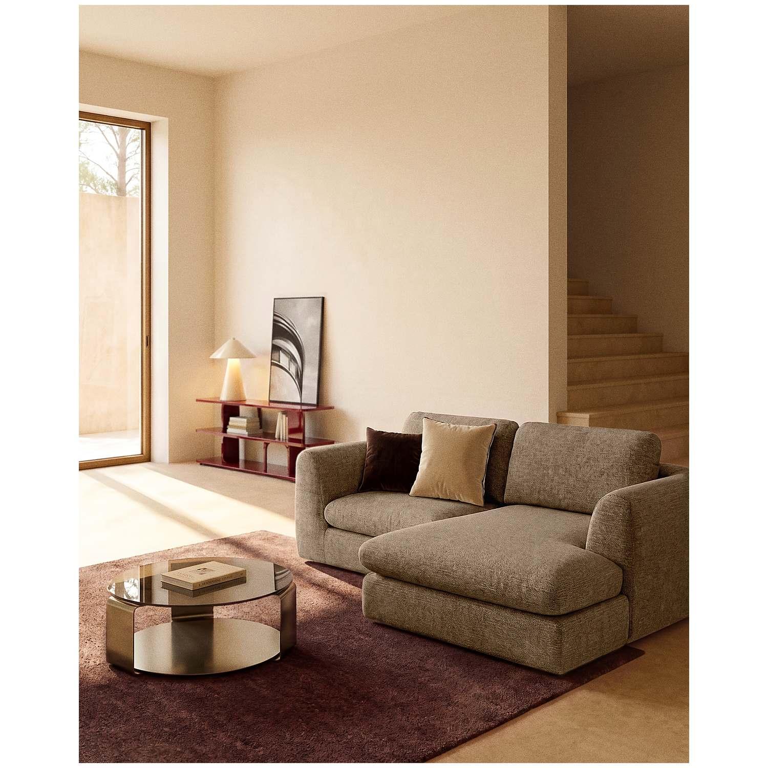 3-Sitzer Sofa Vera mit Chaiselongue links in Hellbraun 232x176 FSC Mix Credit