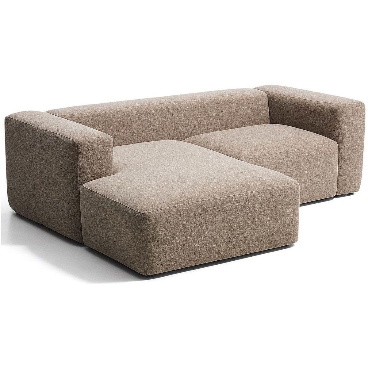 2-Sitzer-Sofa Blok mit Chaiselongue links in brauner Chenille 240 cm FSC Mix Credit