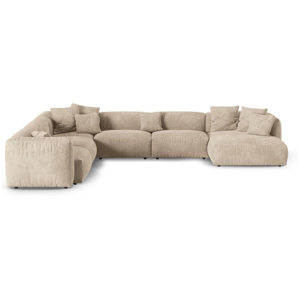 Wohnlandschaft U Sofa Ecksofa Martina 420x330x75 Sitztiefe 90cm - Ausrichtung: links - Bezug: Velvet (Vogue), Light Beige