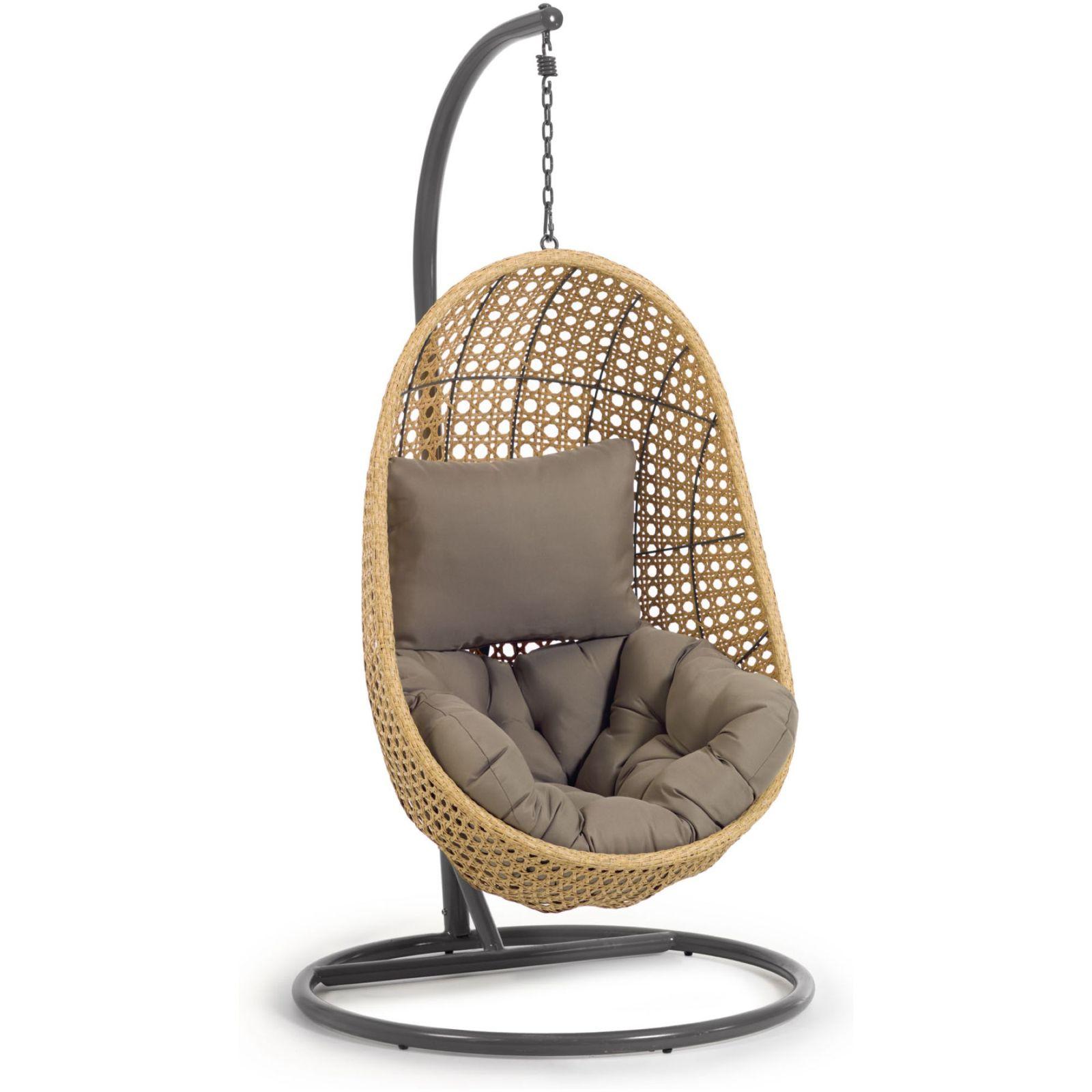 Garten Hängesessel Ciara Poly Rattan natur Fuss dunkelgrau