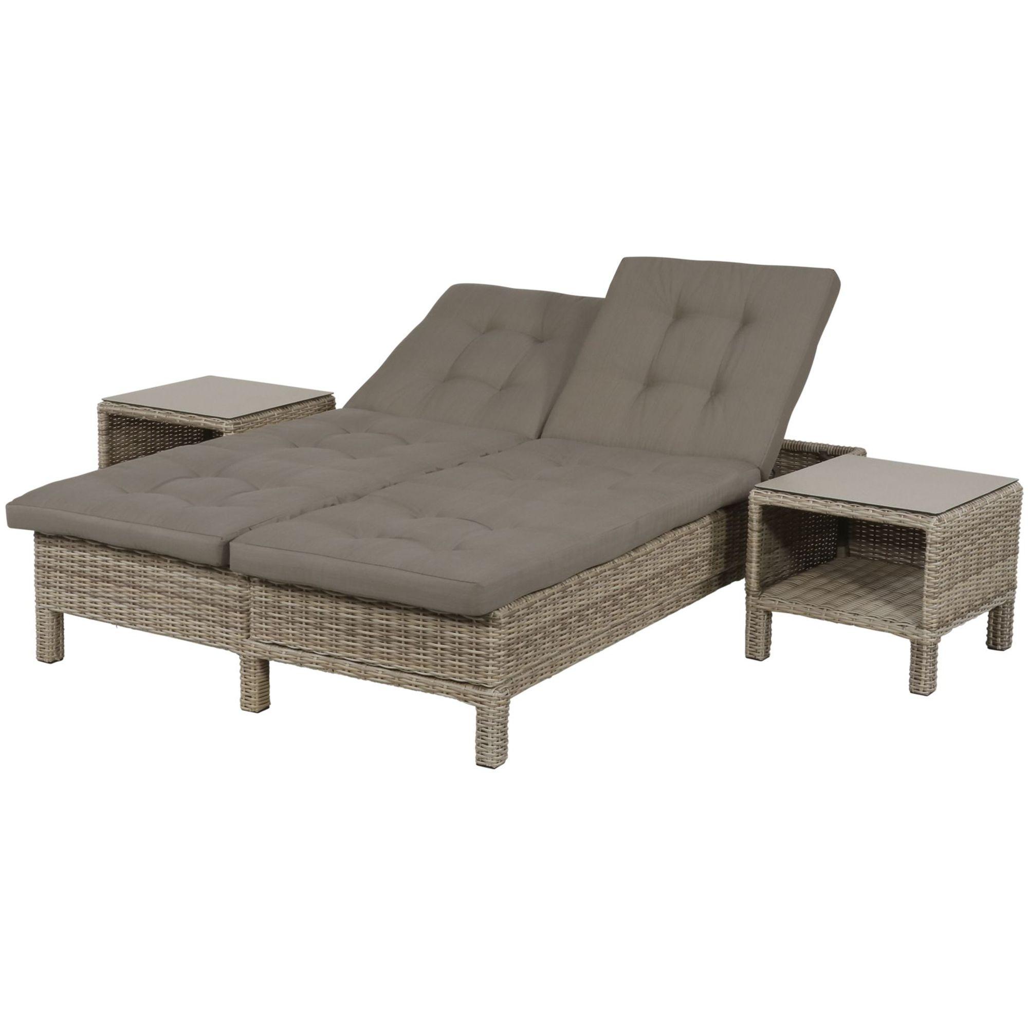 Poly Rattan Doppelliege Daybed mit Sofafunktion Panama 130x200