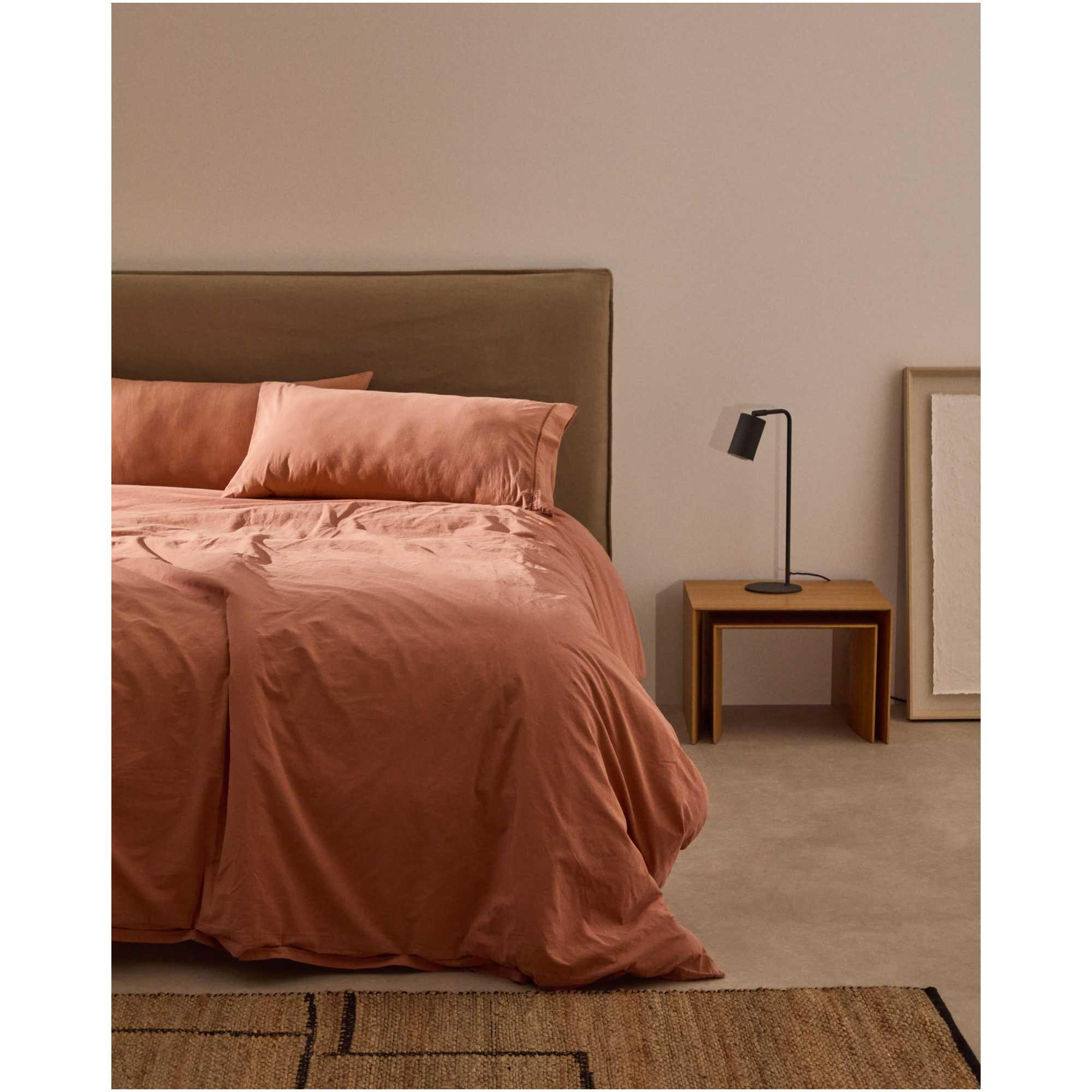 Set Caline Bettbezug und Kissenbezug aus 100% Baumwolle in Terrakotta für ein 90-cm-Bett
