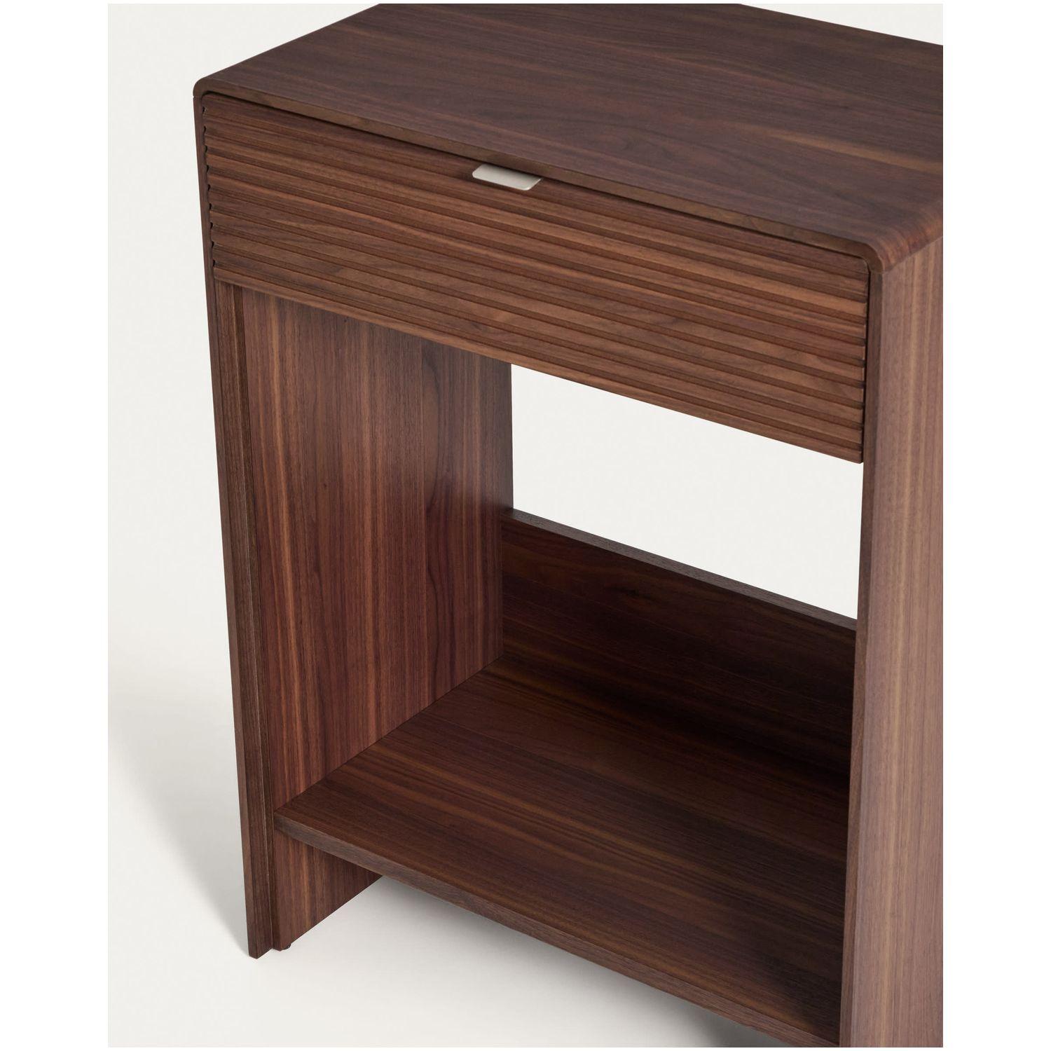 Konsolentisch Norlen mit Schublade und Regalboden in Nussbaumfurnier FSC Mix Credit 60x81