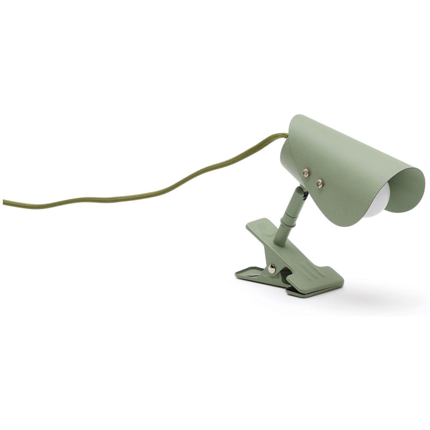 Kleine Lampe mit Klemme Jula aus grünem Metall