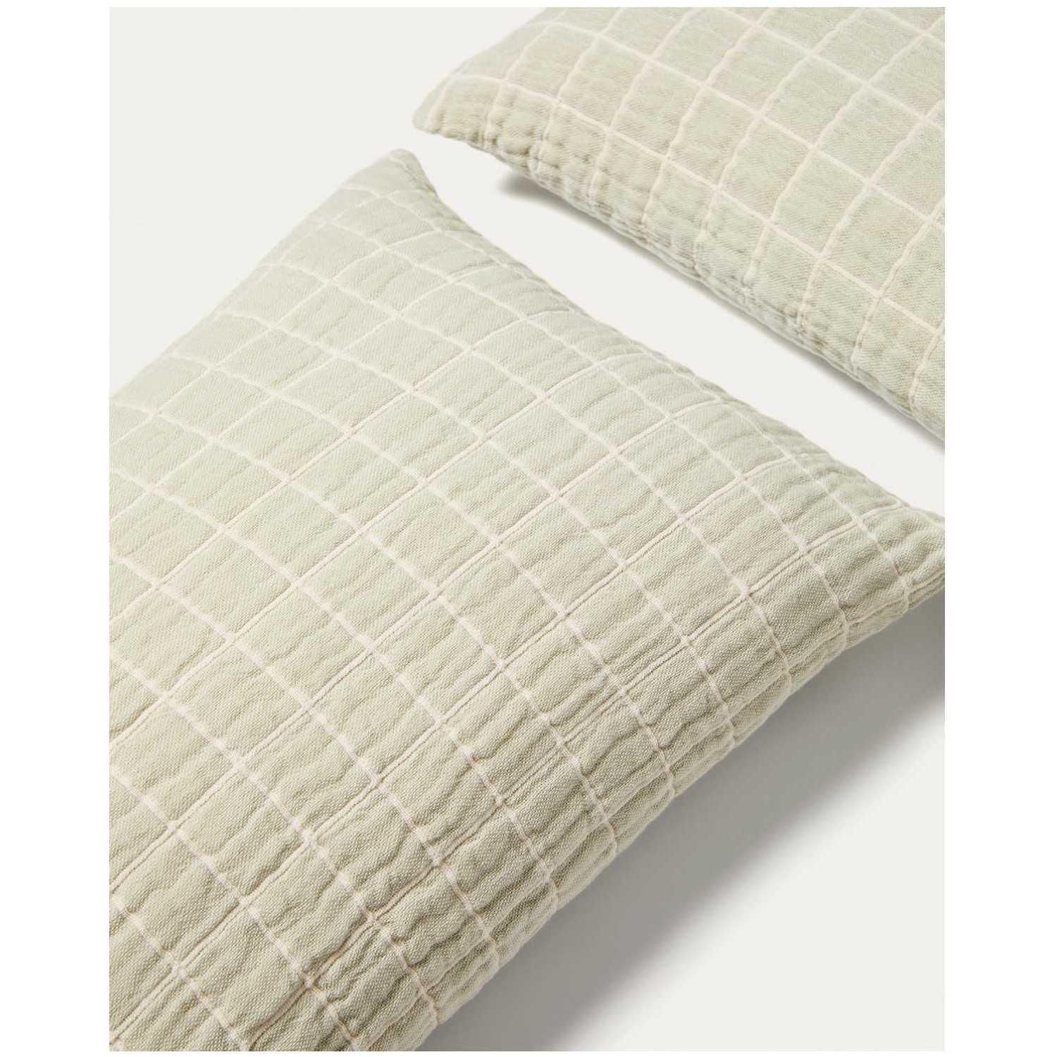 Set Tivaro mit 2 Kissenbezügen aus 100 % Baumwolle mit Jacquard-Karomuster in Hellgrün 30 x 50 cm