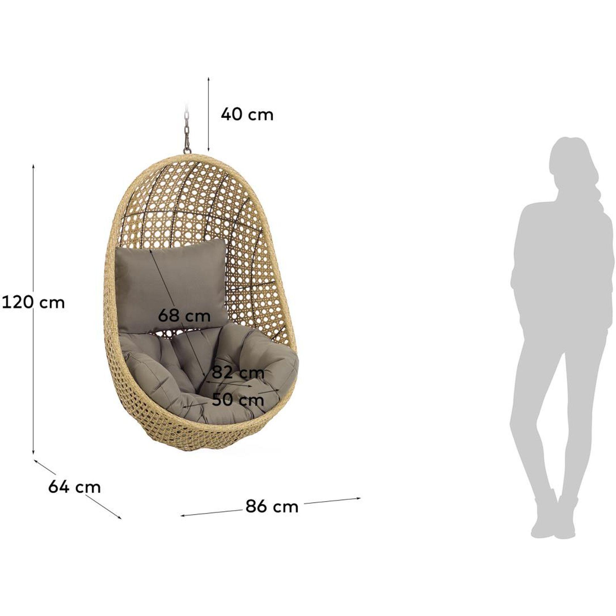 Garten Hängesessel Ciara Poly Rattan natürliches Finish