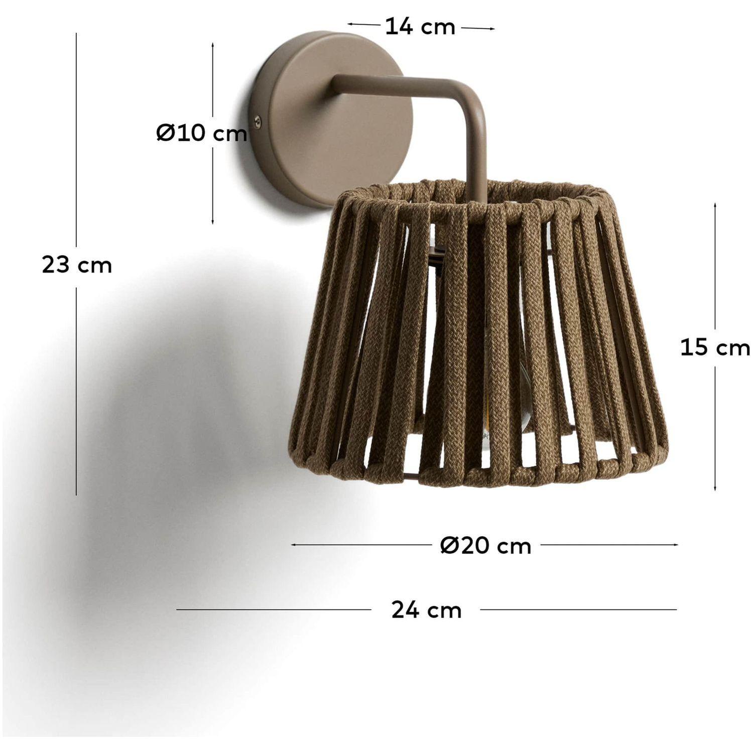 Outdoor-Wandleuchte Aldet aus flachem Seil und beigem Metall