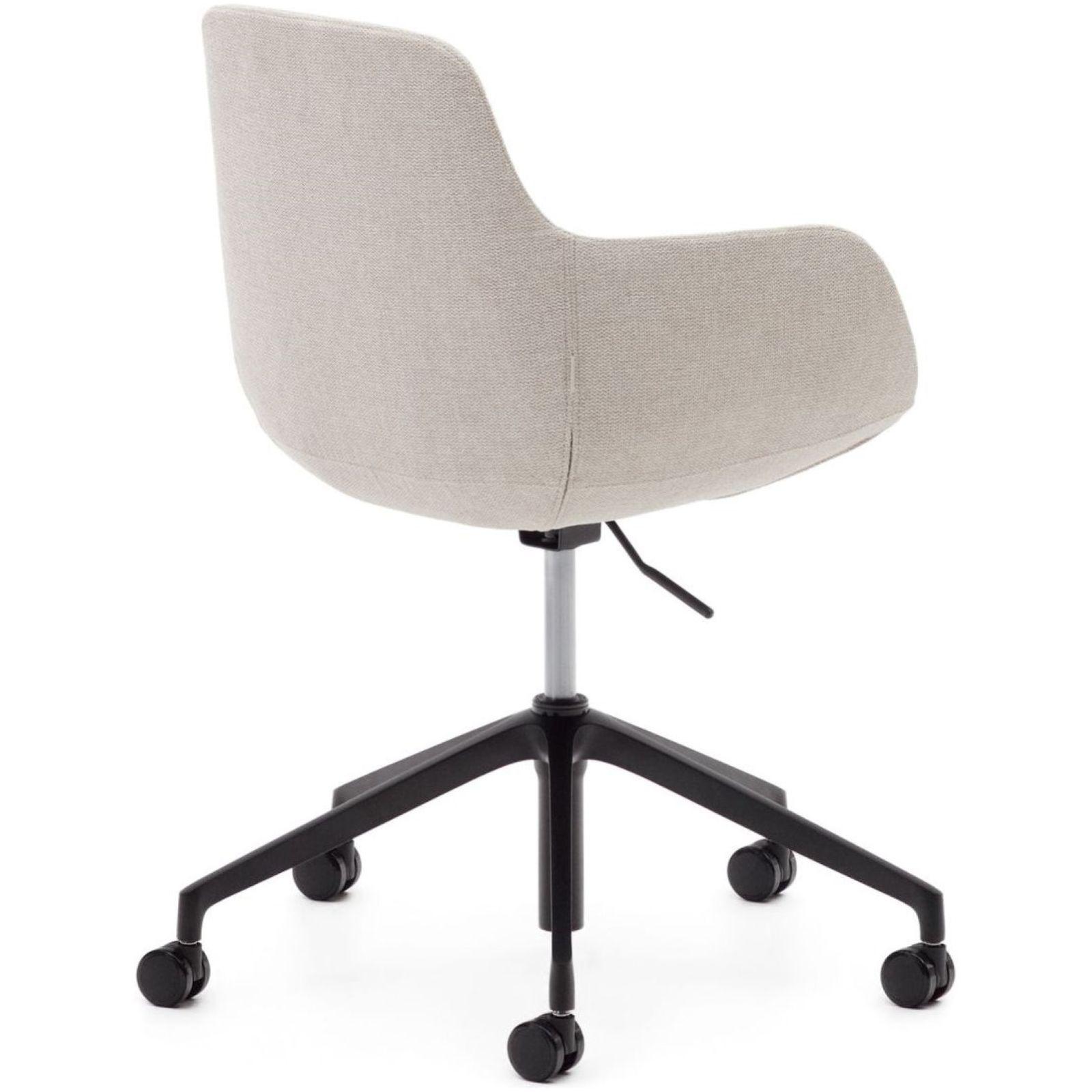 Bürodrehstuhl Tissiana Stoff beige Aluminium schwarz matt