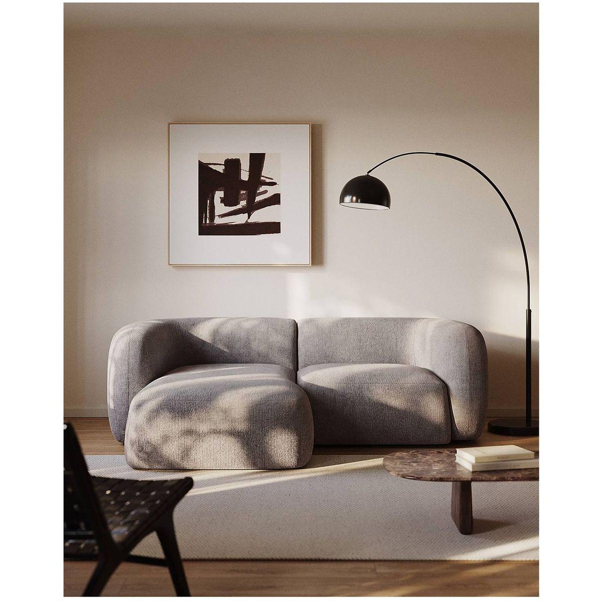 2-Sitzer-Modularsofa Martina mit Chenille und Chaiselongue links in Steinton 230 cm