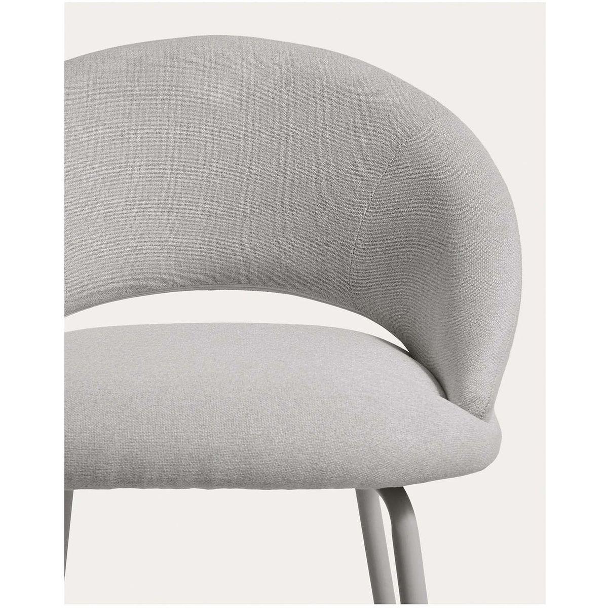 Barhocker Bonali mit grauer Chenille und Beinen aus grauem Metall FSC Mix Credit 65 cm