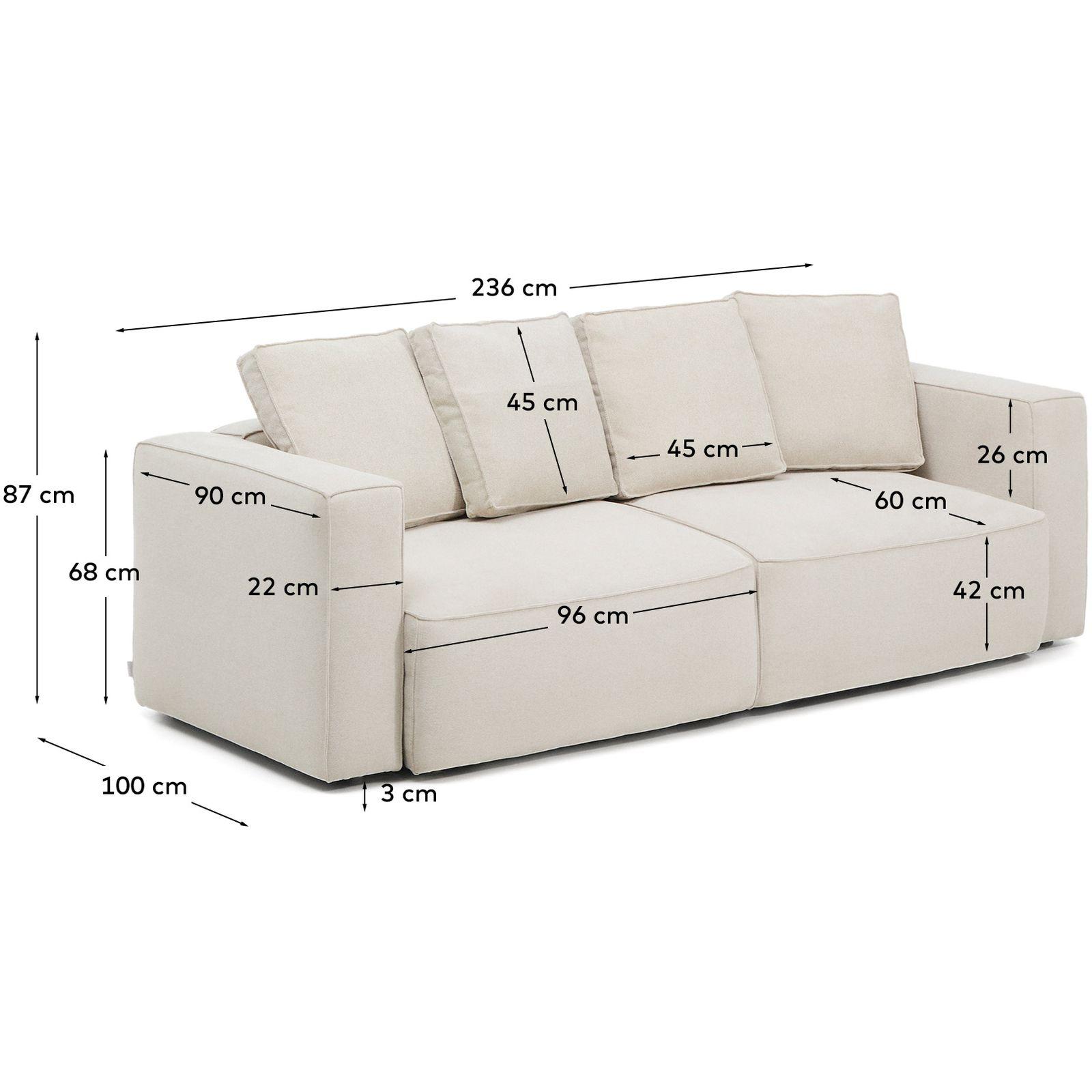 3-Sitzer Bettsofa Marela in beiger Chenille 236 cm FSC Mix Credit