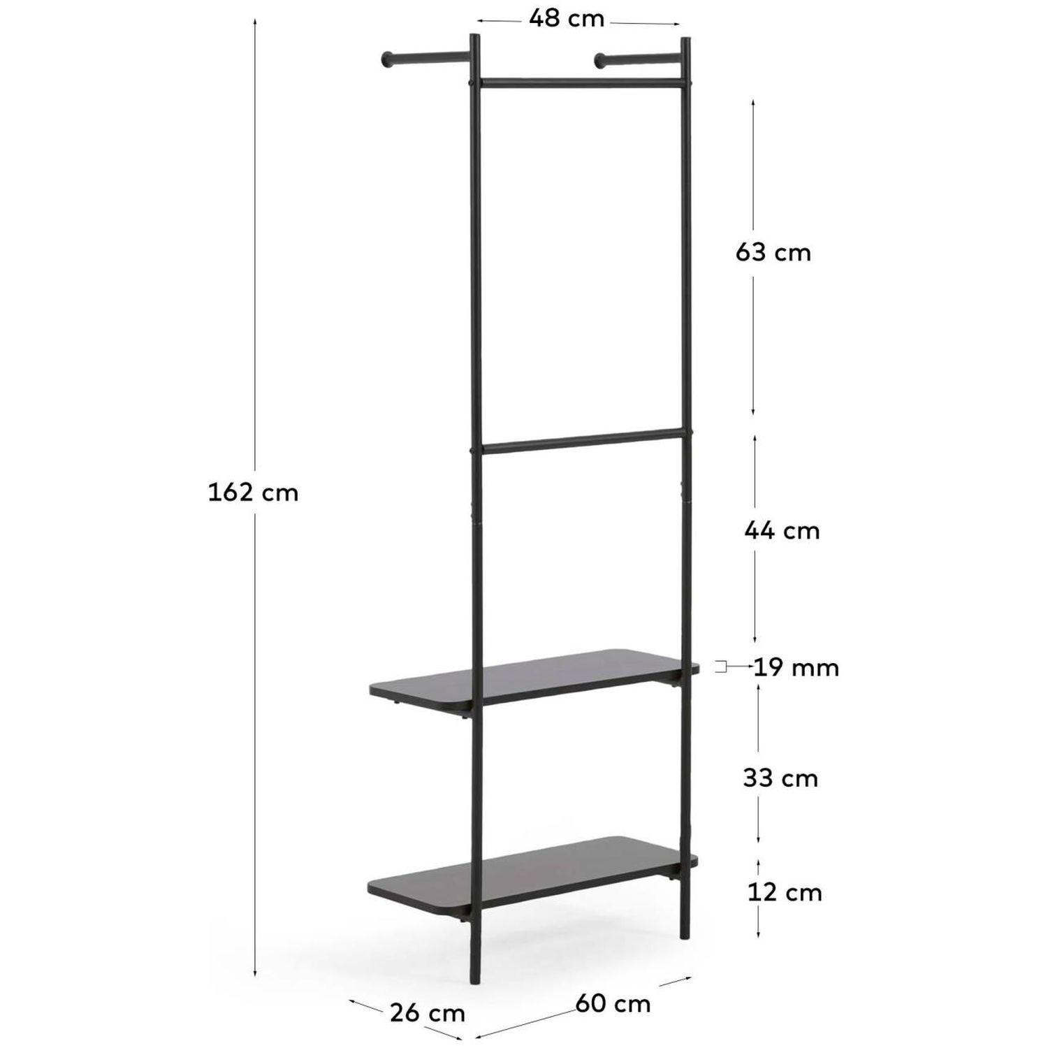 Wand-Kleiderständer Regal Gina Melaminplatte und Metallbeine 60x162