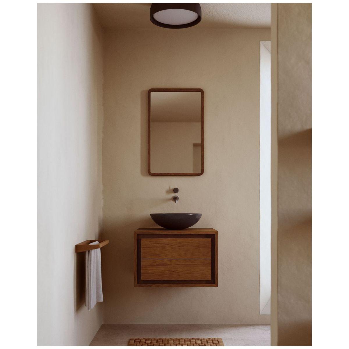 Badezimmermöbel Kenta aus massivem Teakholz mit Nussbaum Finish 60x45
