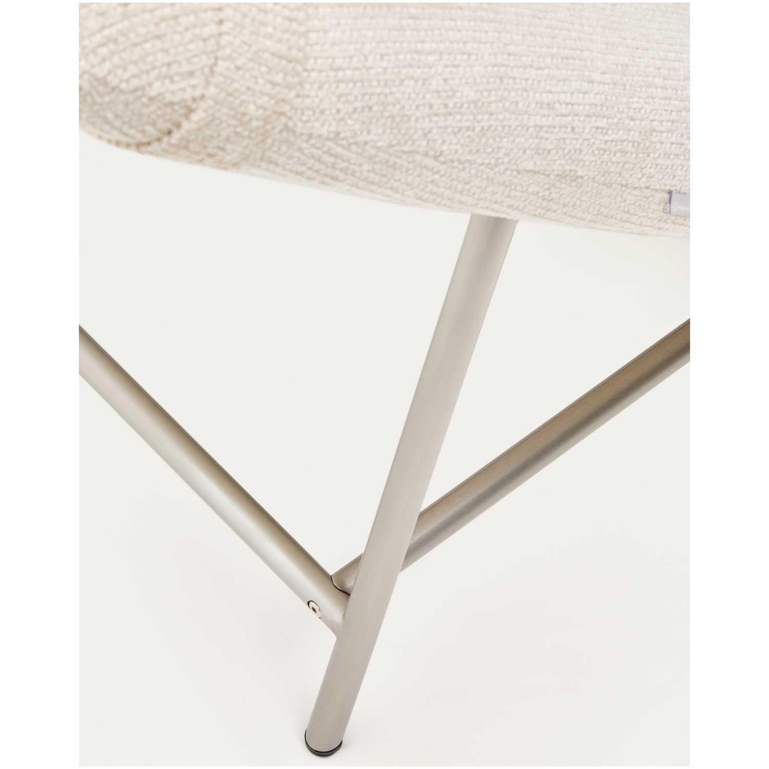 Liege Divan Osla mit beiger Chenille und Beinen aus gebürstetem Edelstahl 175 cm