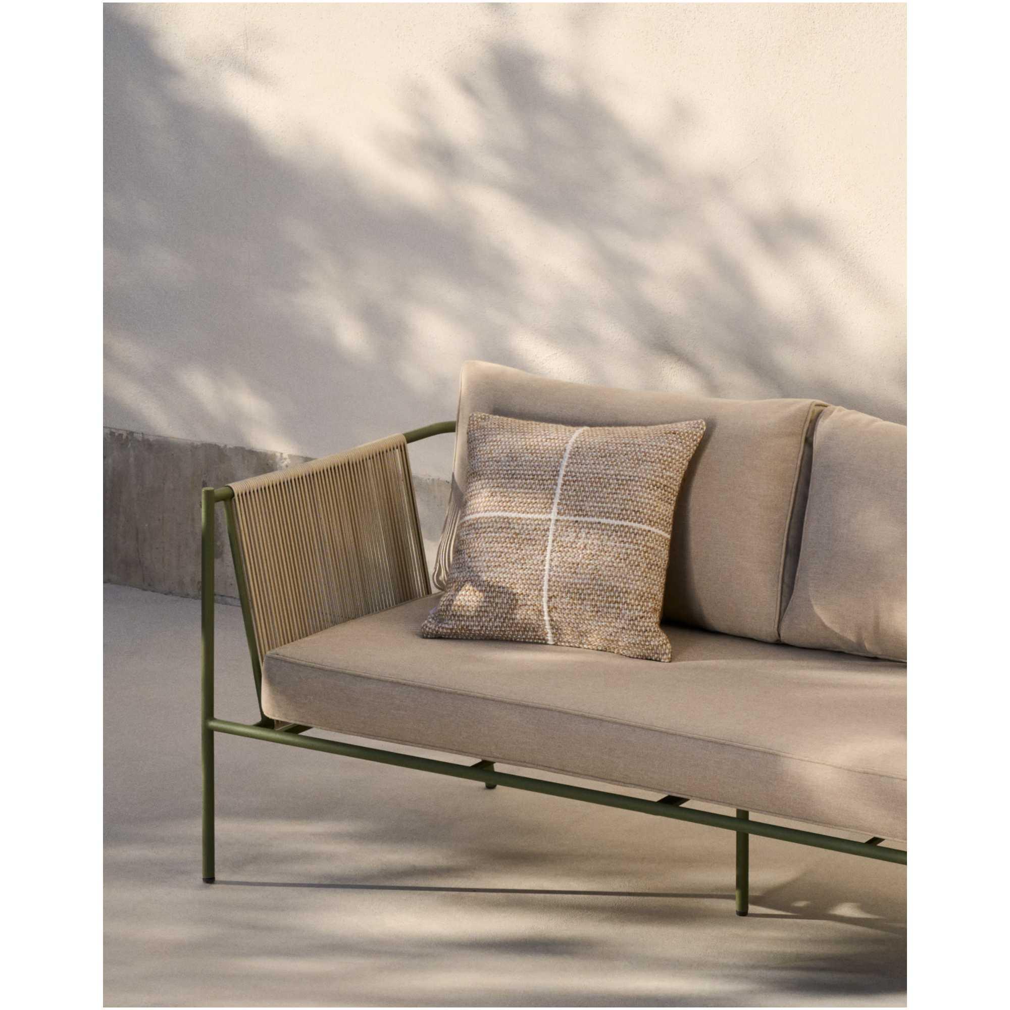 Gartensofa 2-Sitzer-Outdoor Zivia Seil ecru verzinkter Stahl grün 177.5
