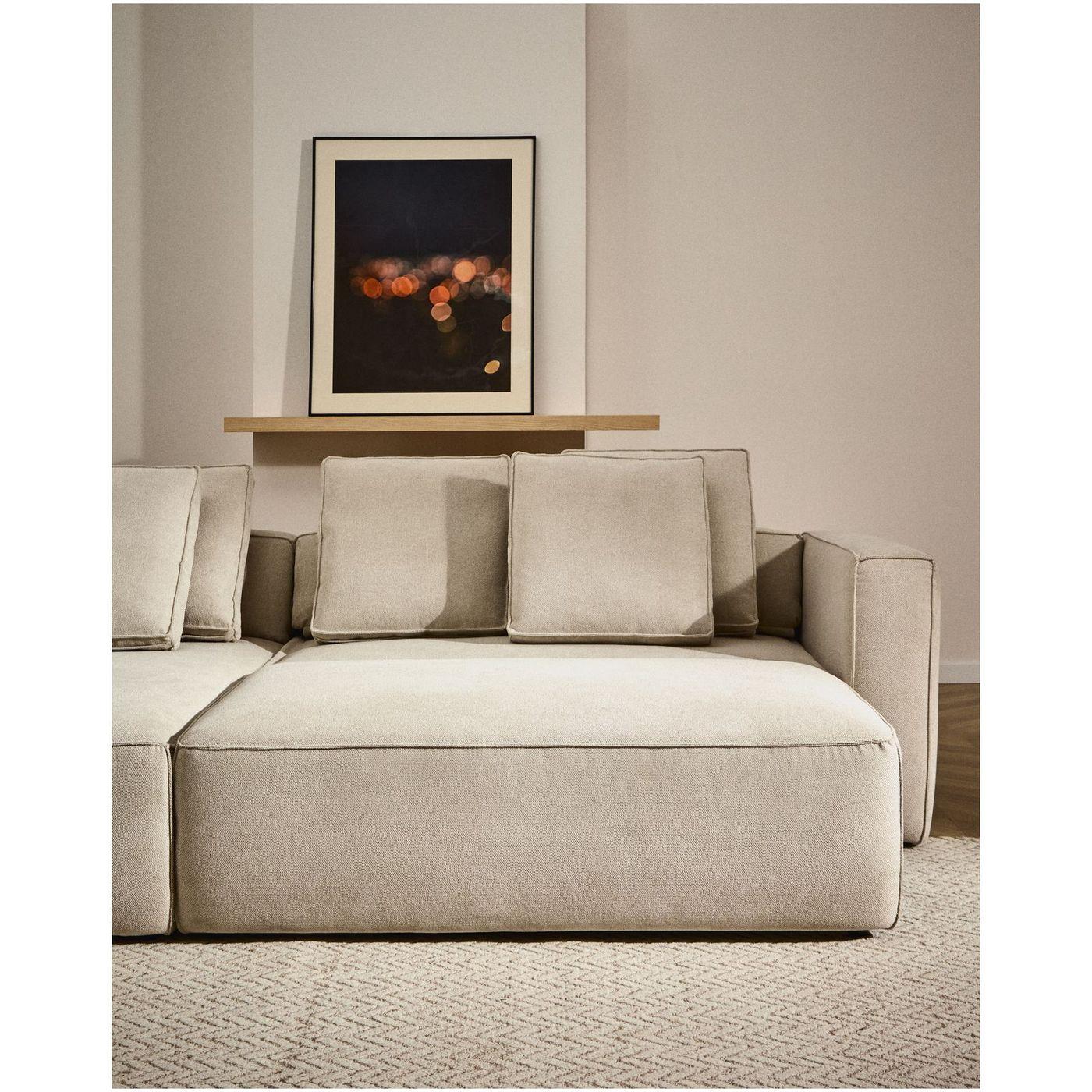 3-Sitzer Ecksofa Bettsofa Marela mit Chaiselongue links in beiger Chenille 276 cm FSC Mix Credit
