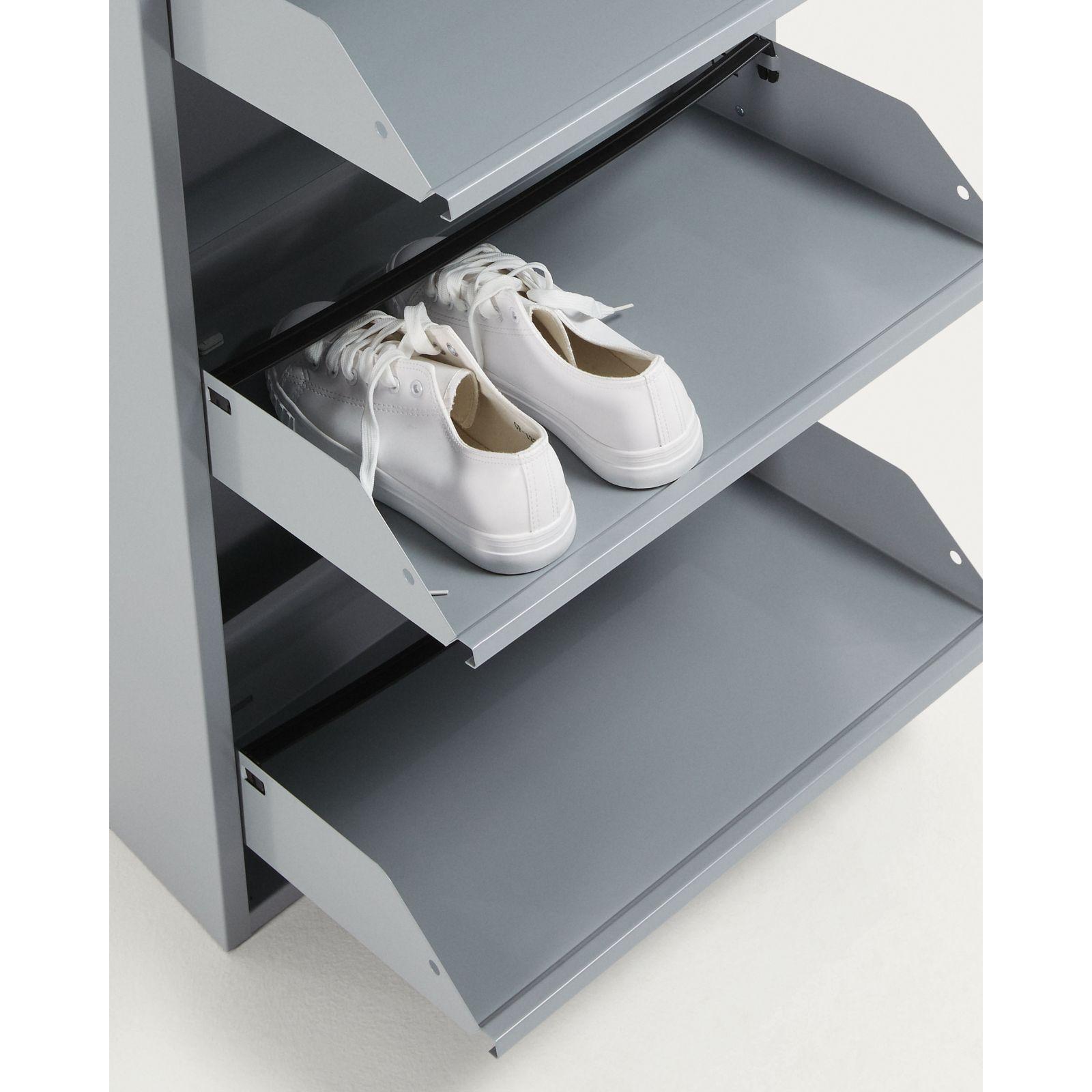 Schuhschrank mit 4 Klappen Metall grau 50x136