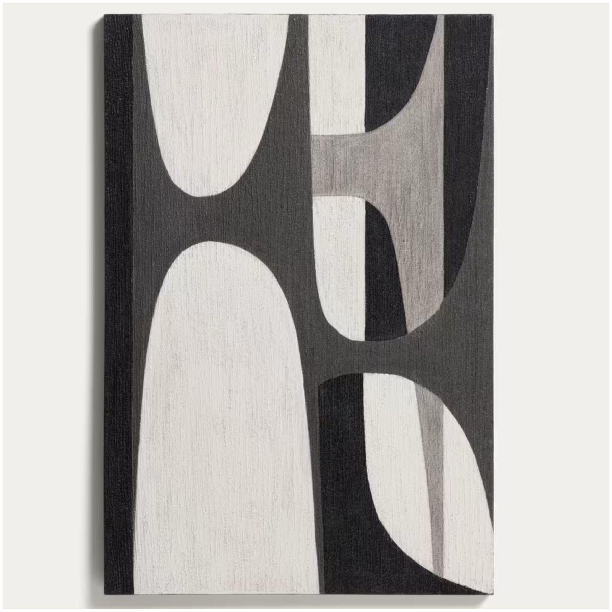 Abstraktes Bild Onure in Schwarz und Weiss 60x90