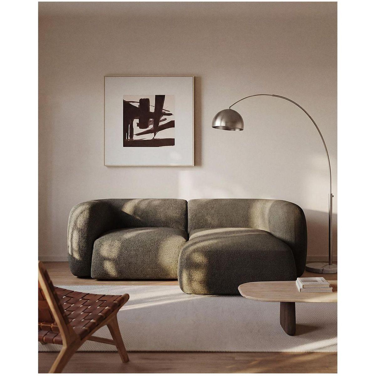 2-Sitzer-Modularsofa Martina mit Chenille und Chaiselongue rechts in Grün 230 cm