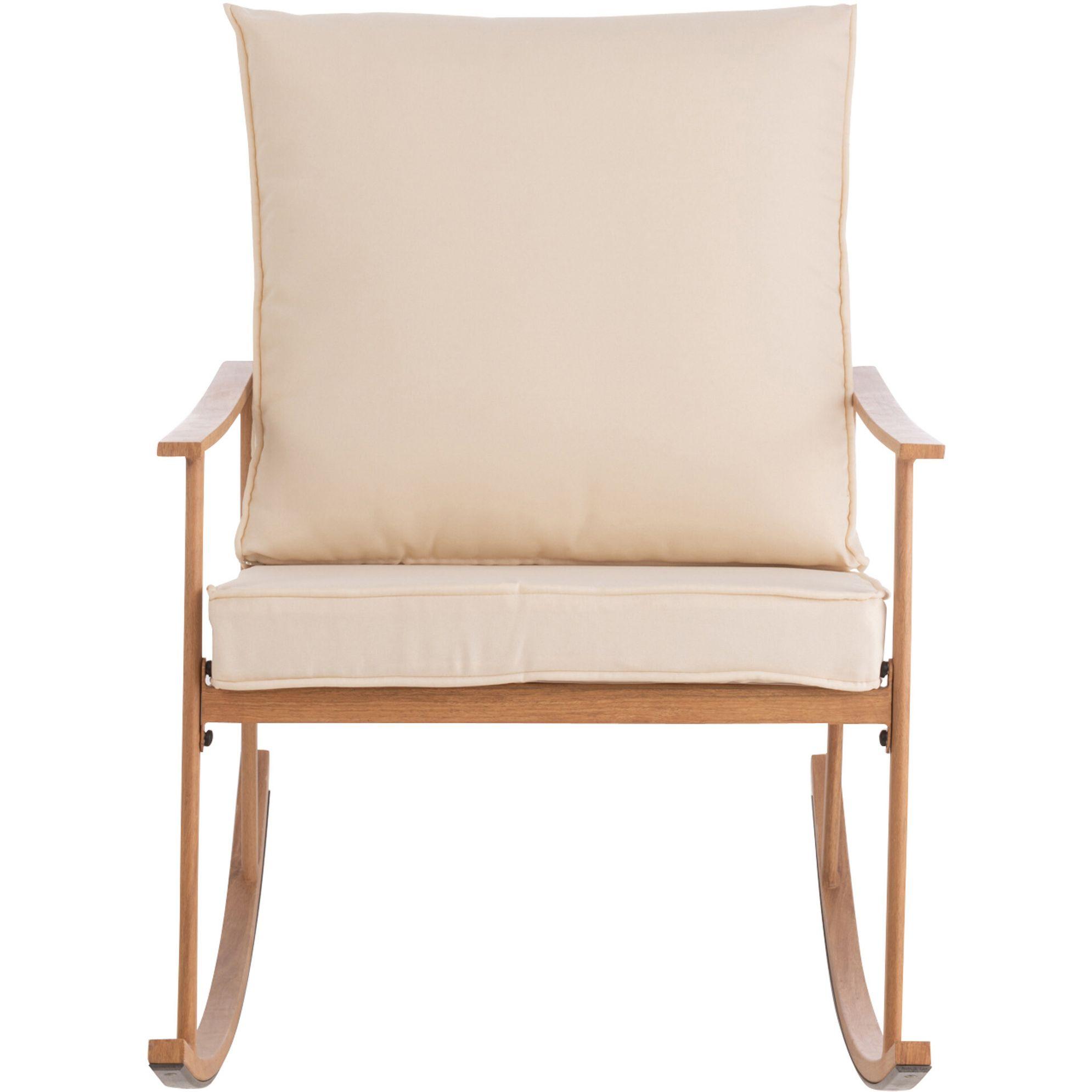 Garten Schaukelstuhl Metall beige Kissen weiss