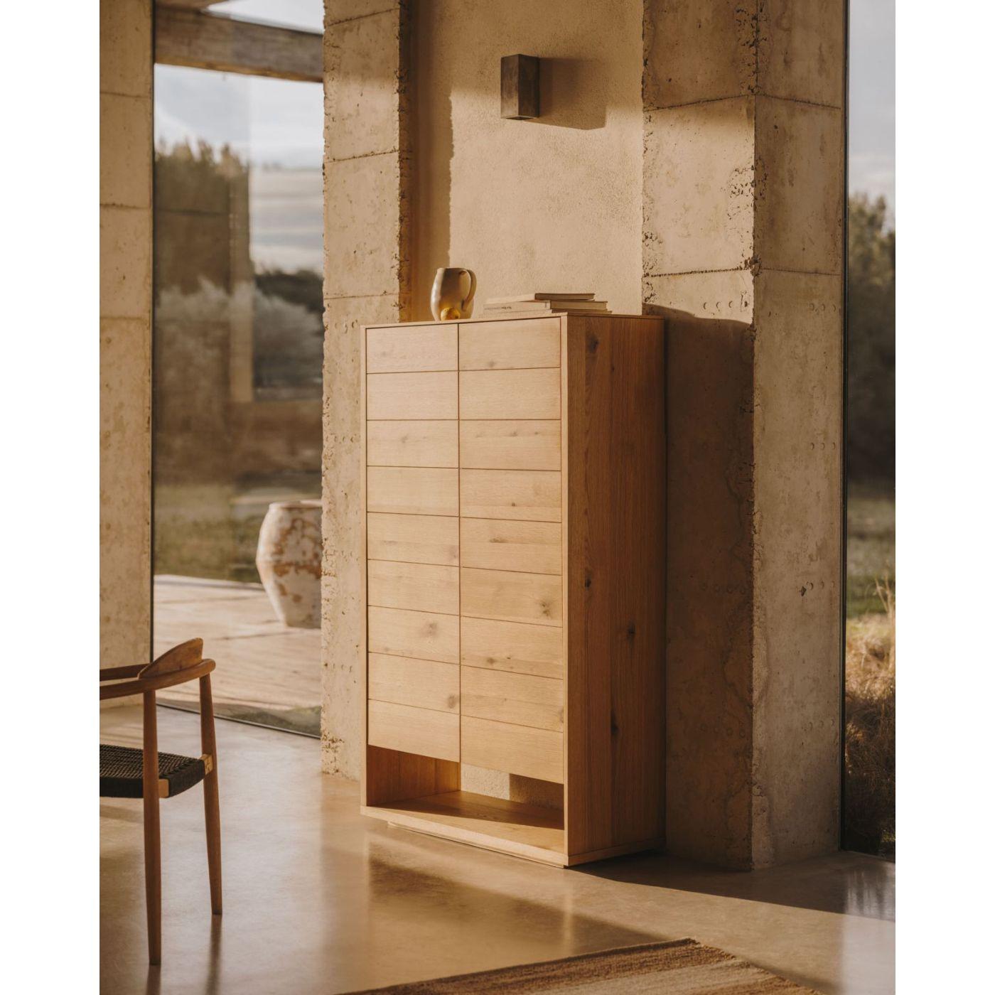 Highboard Alguema 2 Türen aus Eichenfurnier mit natürlichem Finish 100x163.5
