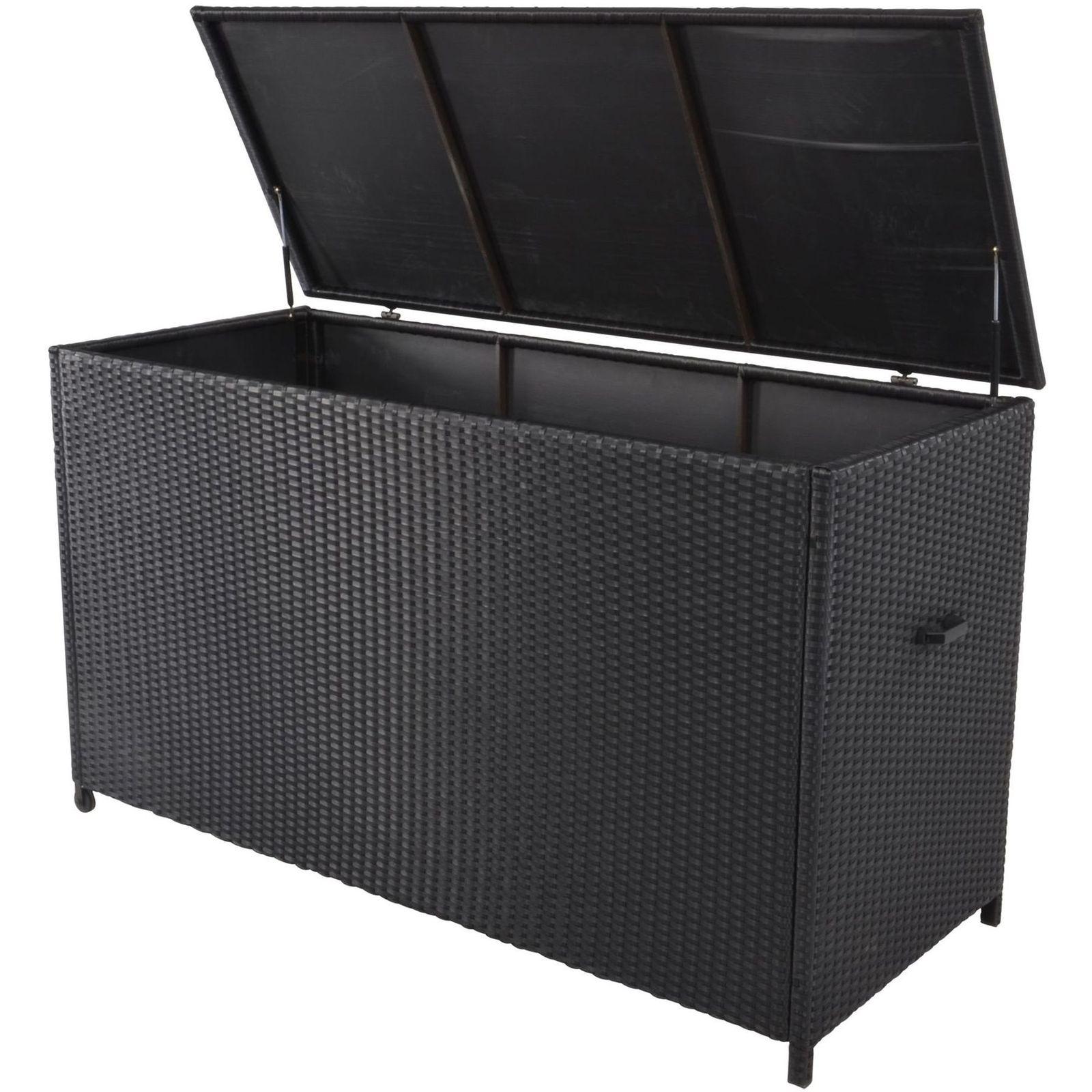 Poly Rattan Kissenbox mit Rollen 165x67x95