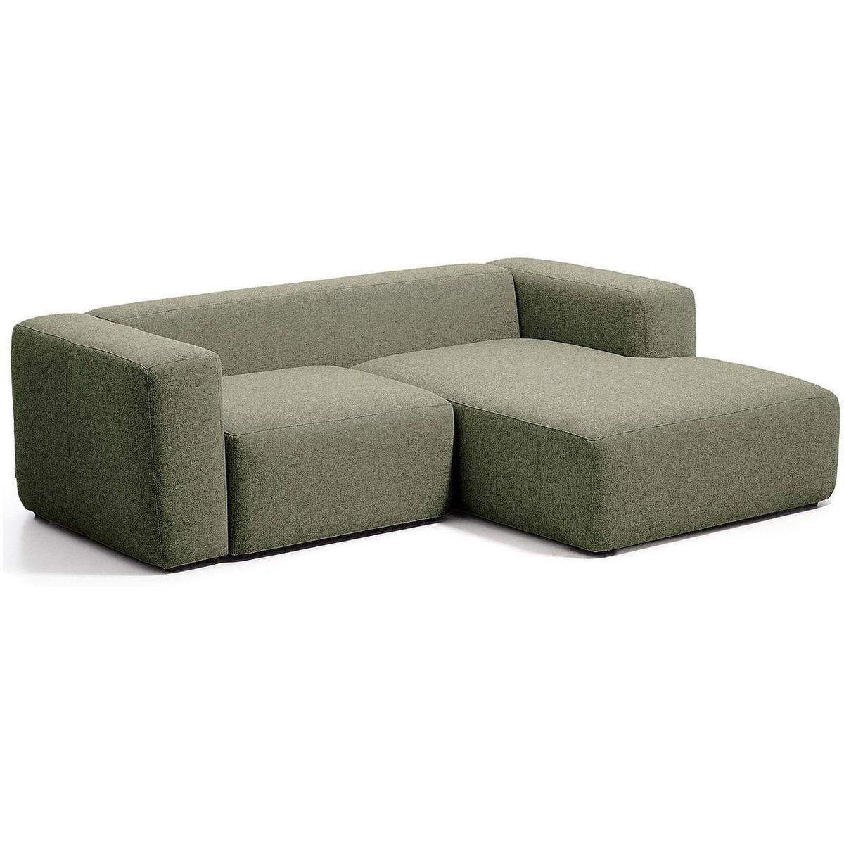 2-Sitzer-Sofa Blok mit Chaiselongue rechts in moosgrüner Chenille 240 cm FSC Mix Credit