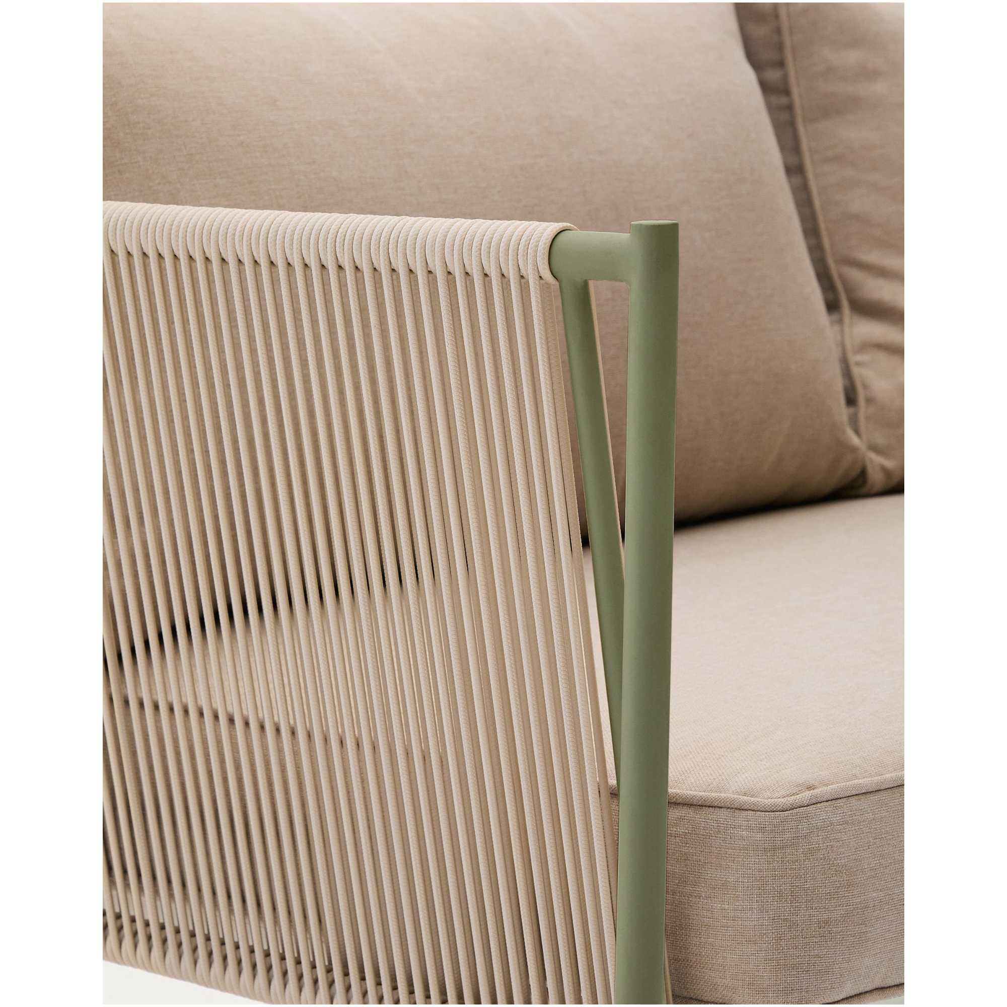 Gartensofa 2-Sitzer-Outdoor Zivia Seil ecru verzinkter Stahl grün 177.5