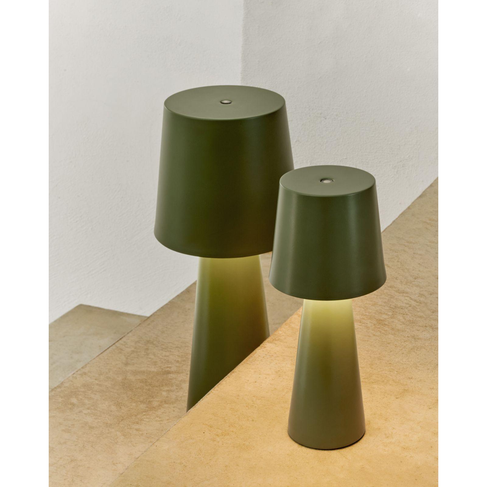Arenys Outdoor Tischlampe klein aus Metall mit grünem Lackfinish LED