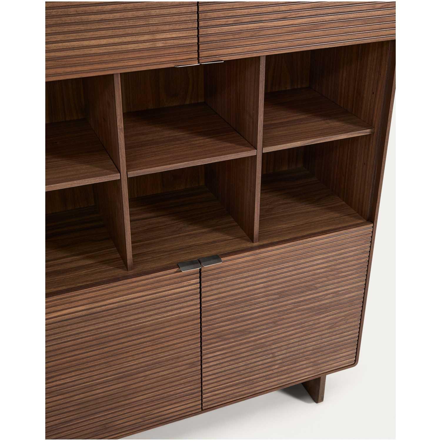 Highboard Schrank Norlen mit 4 Türen Nussbaumfurnier FSC Mix Credit 100x163