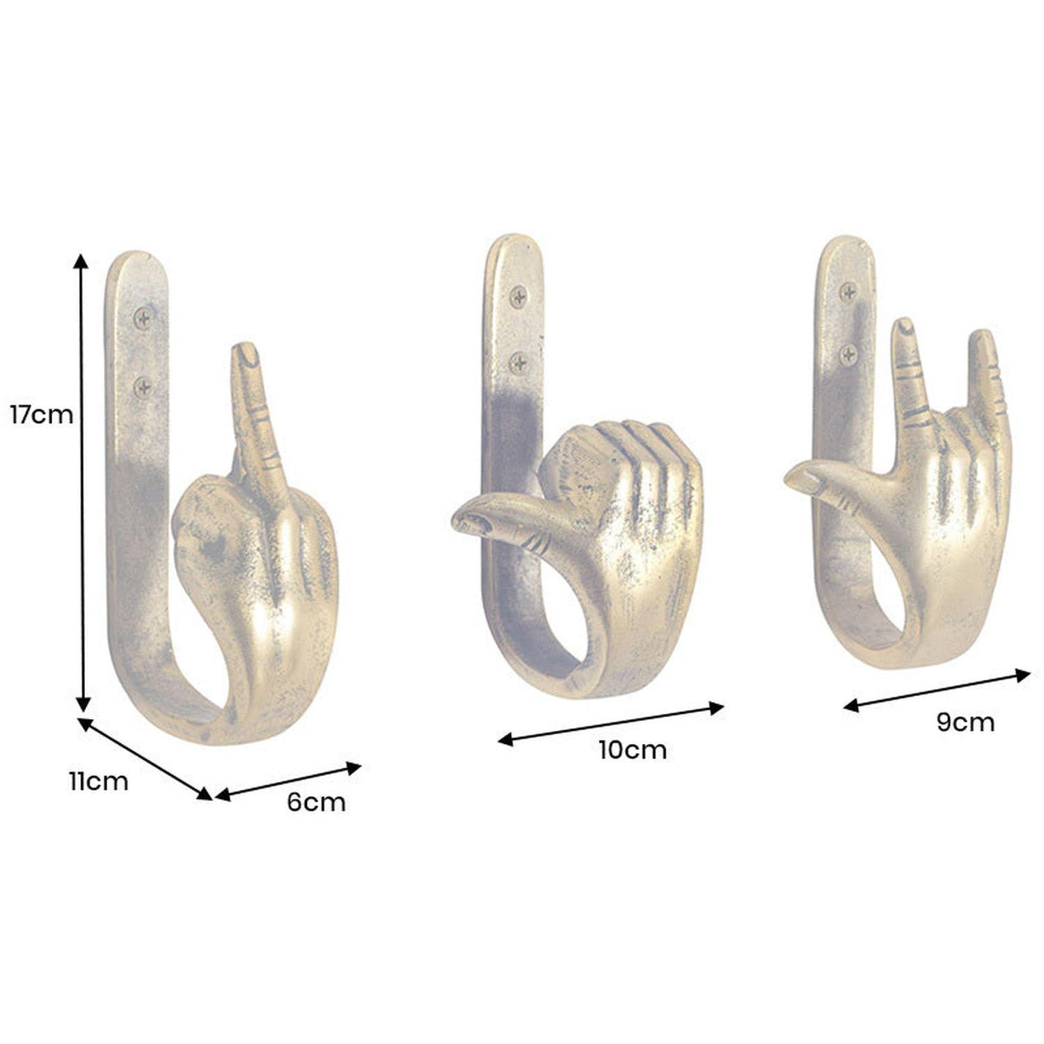 Kleiderhaken Hands Metall messing (3er-Set)