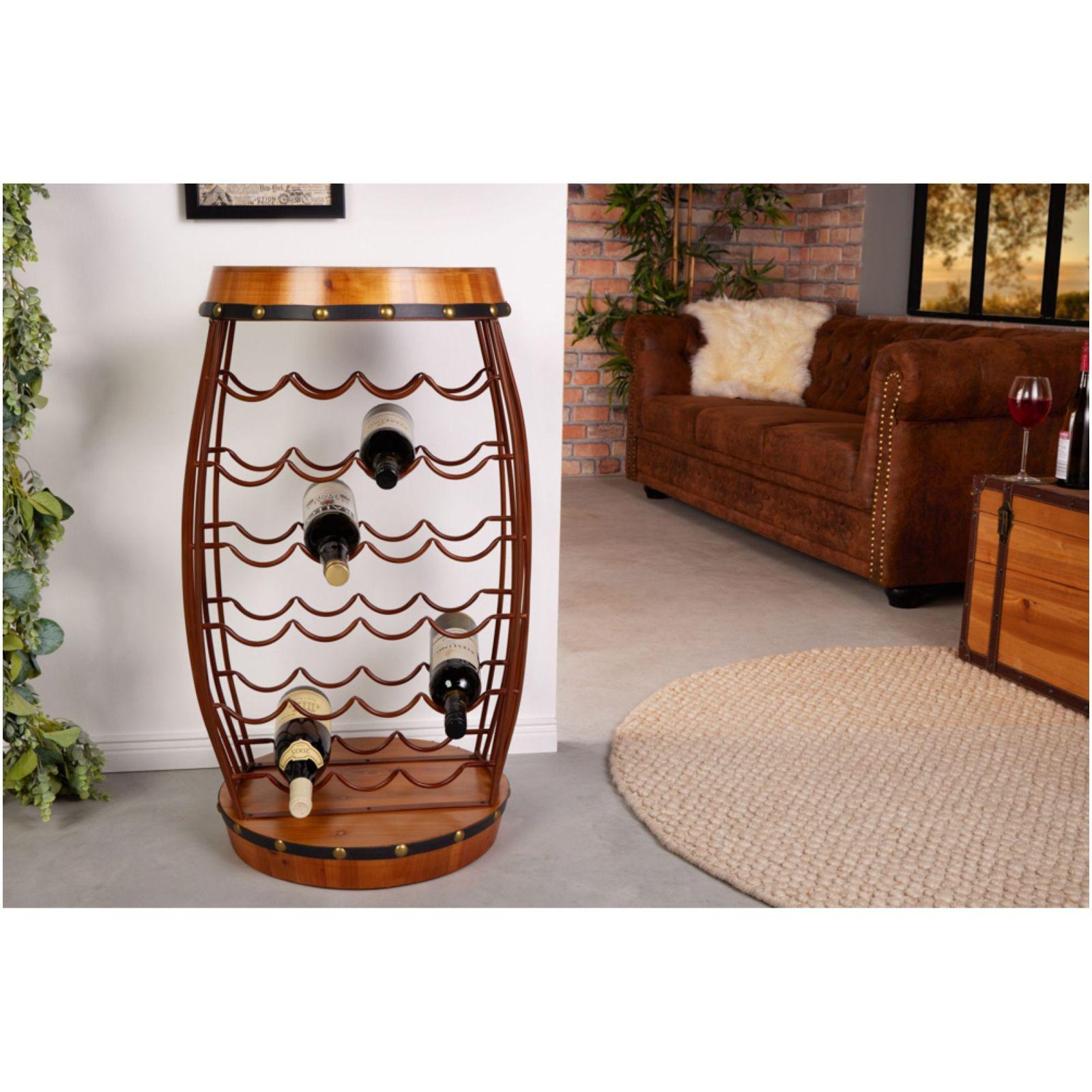 Weinfassgestell Wine Rack 80cm braun gold