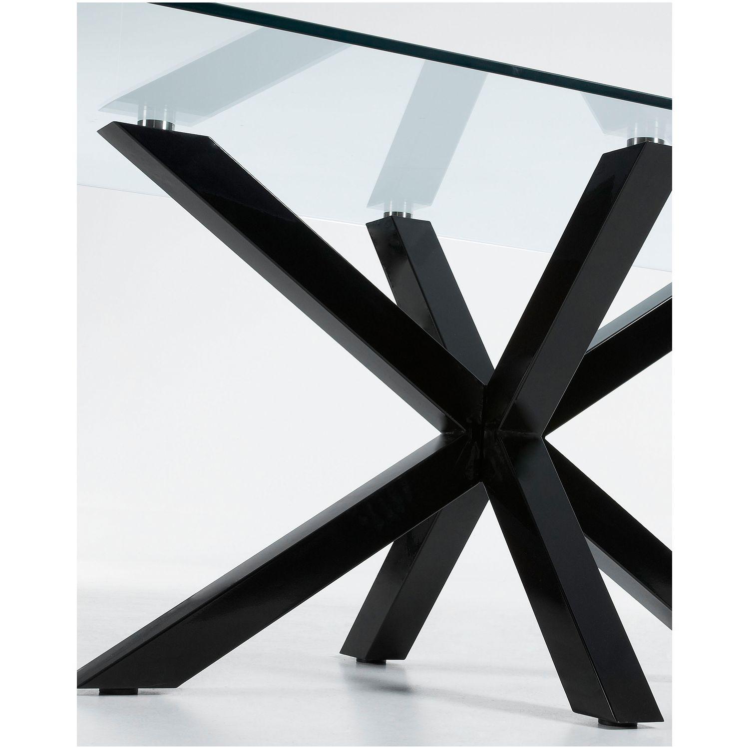 Argo Tisch aus Glas und Stahlbeine mit schwarzem Finish 180 x 100 cm