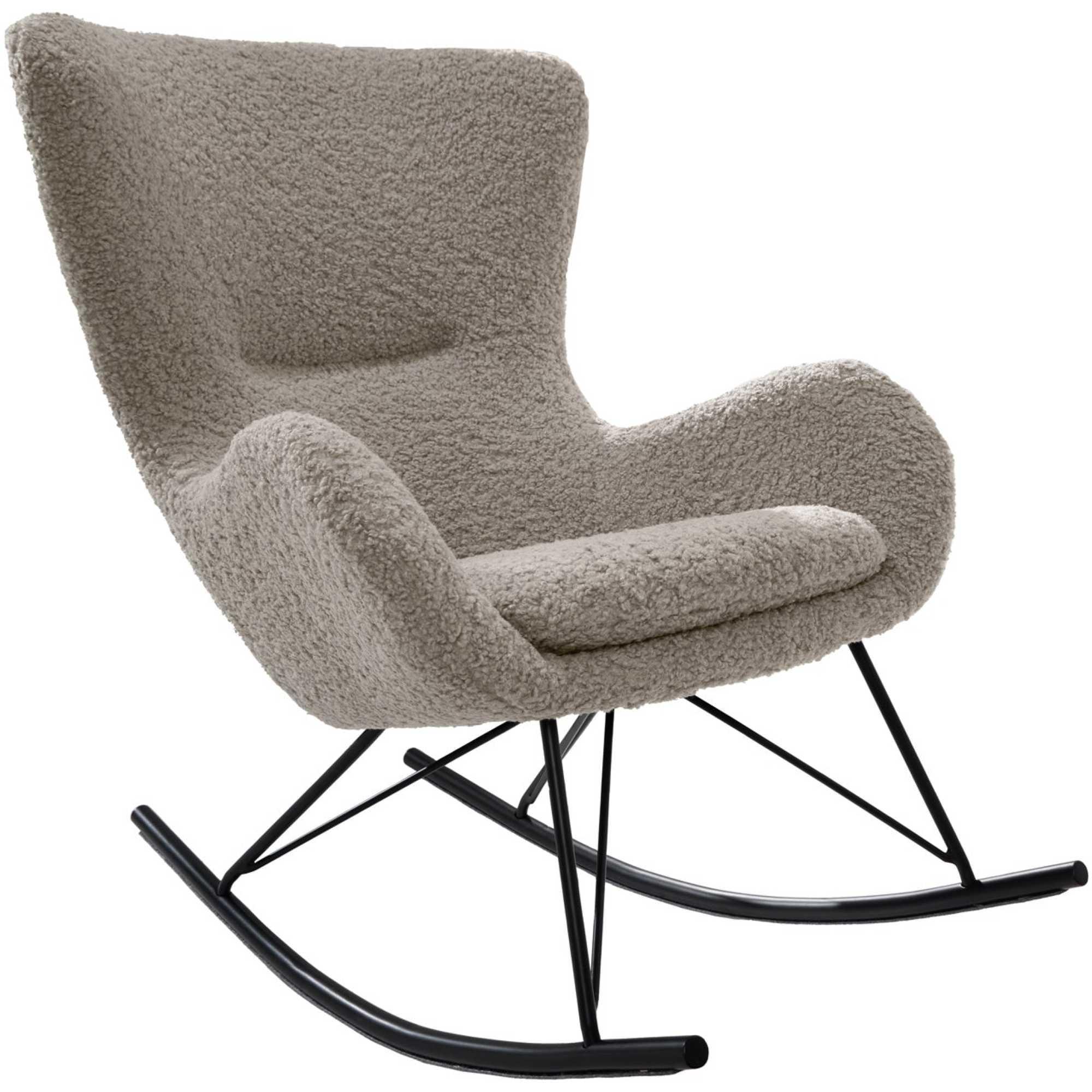 Schaukelstuhl Schaukelsessel Norway Swing Bouclé Stoff champagne greige