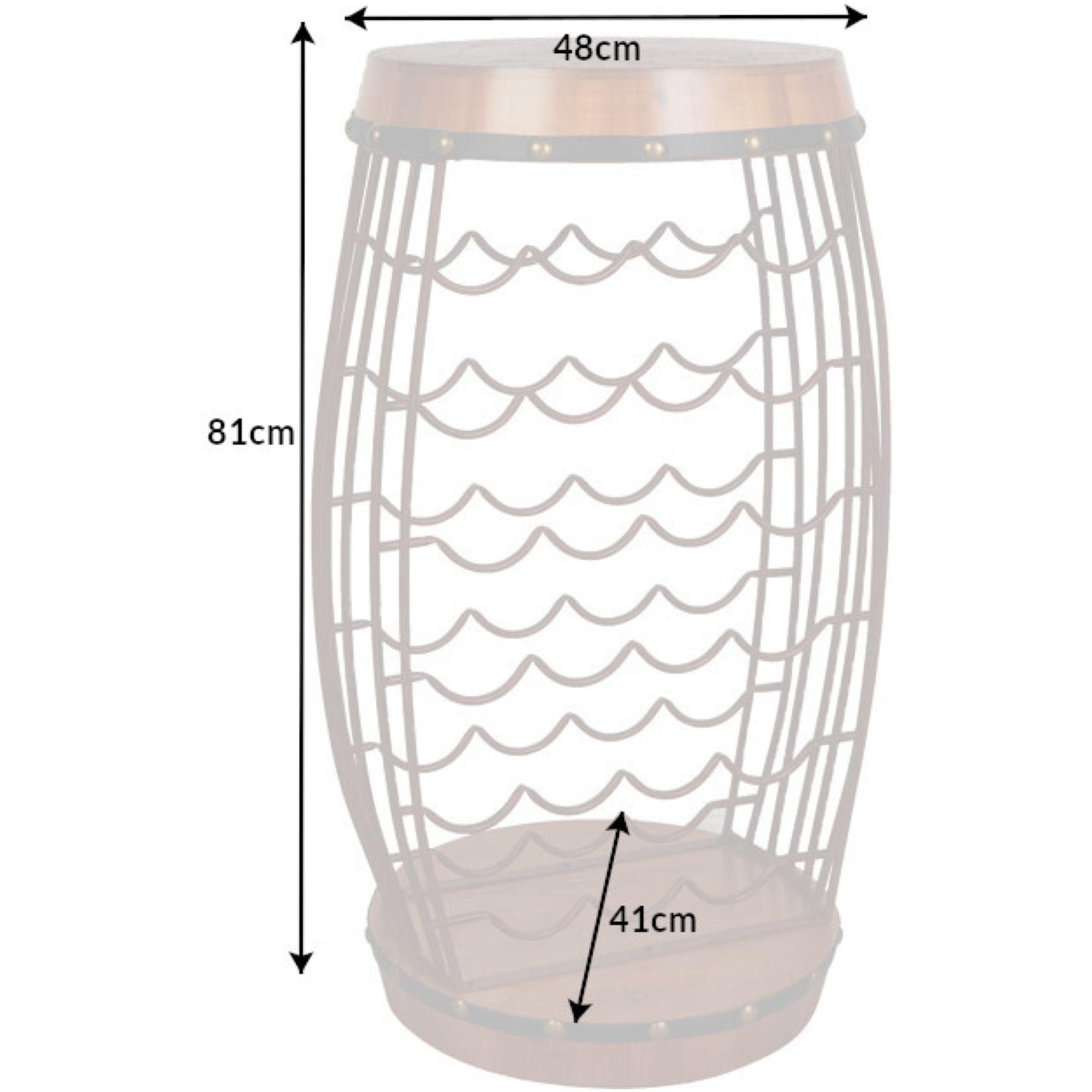 Weinfassgestell Wine Rack 80cm braun gold