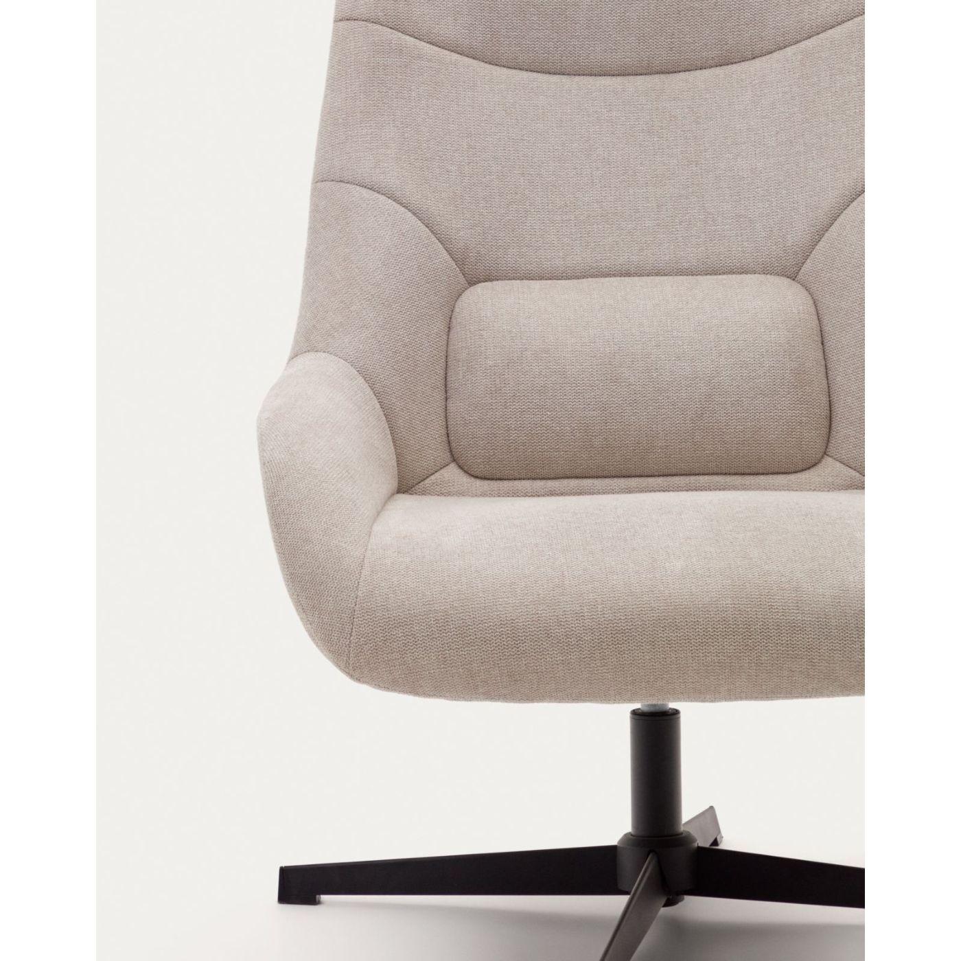 Relaxsessel drehbar Chenille Stoff beige Stahl schwarz