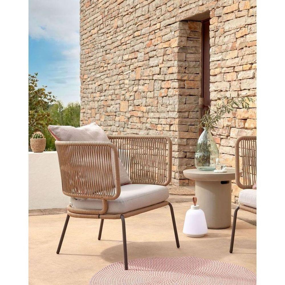 Gartensessel Aluminium Seil beige